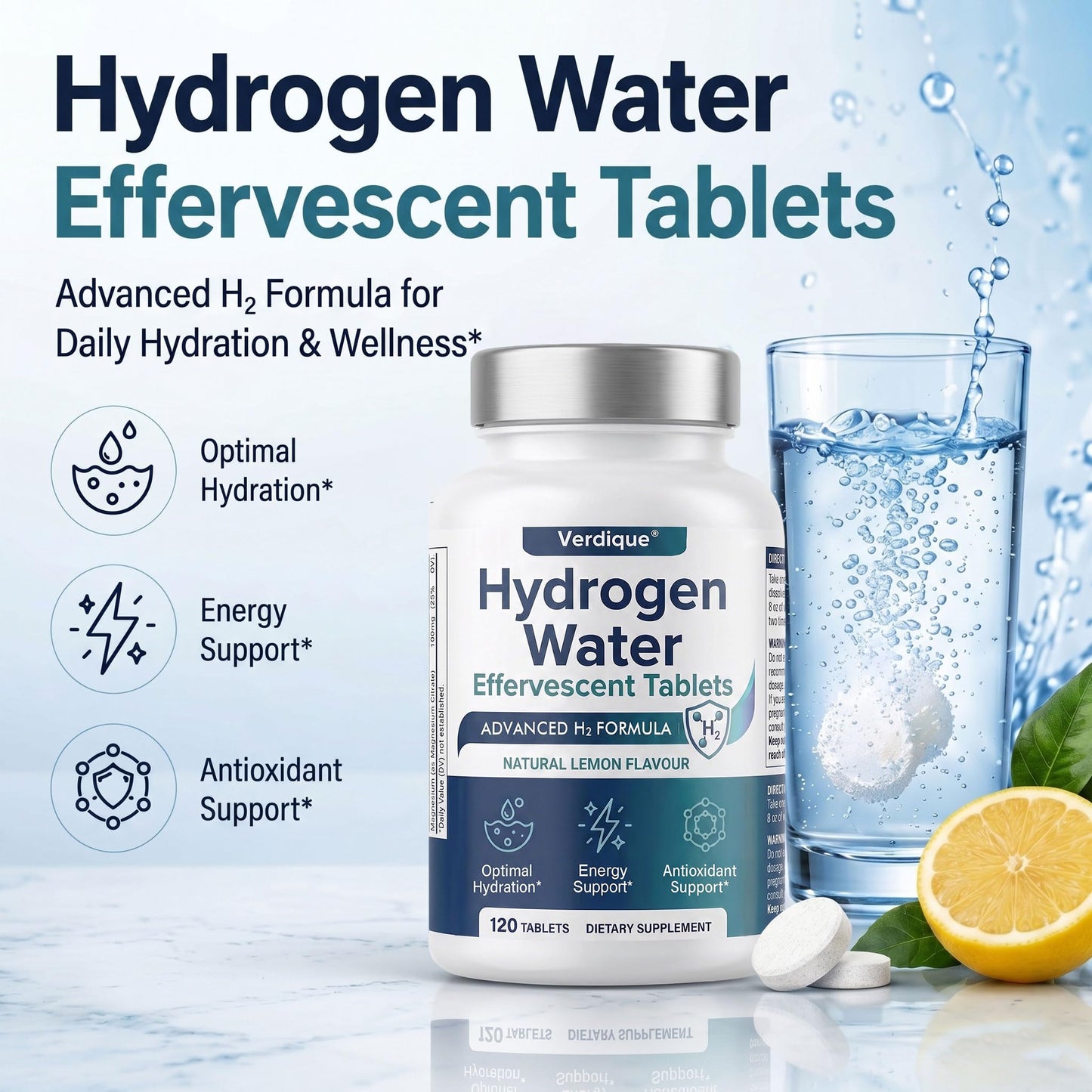 Verdique Hydrogen Tablets with Magnesium, 120 Tablets