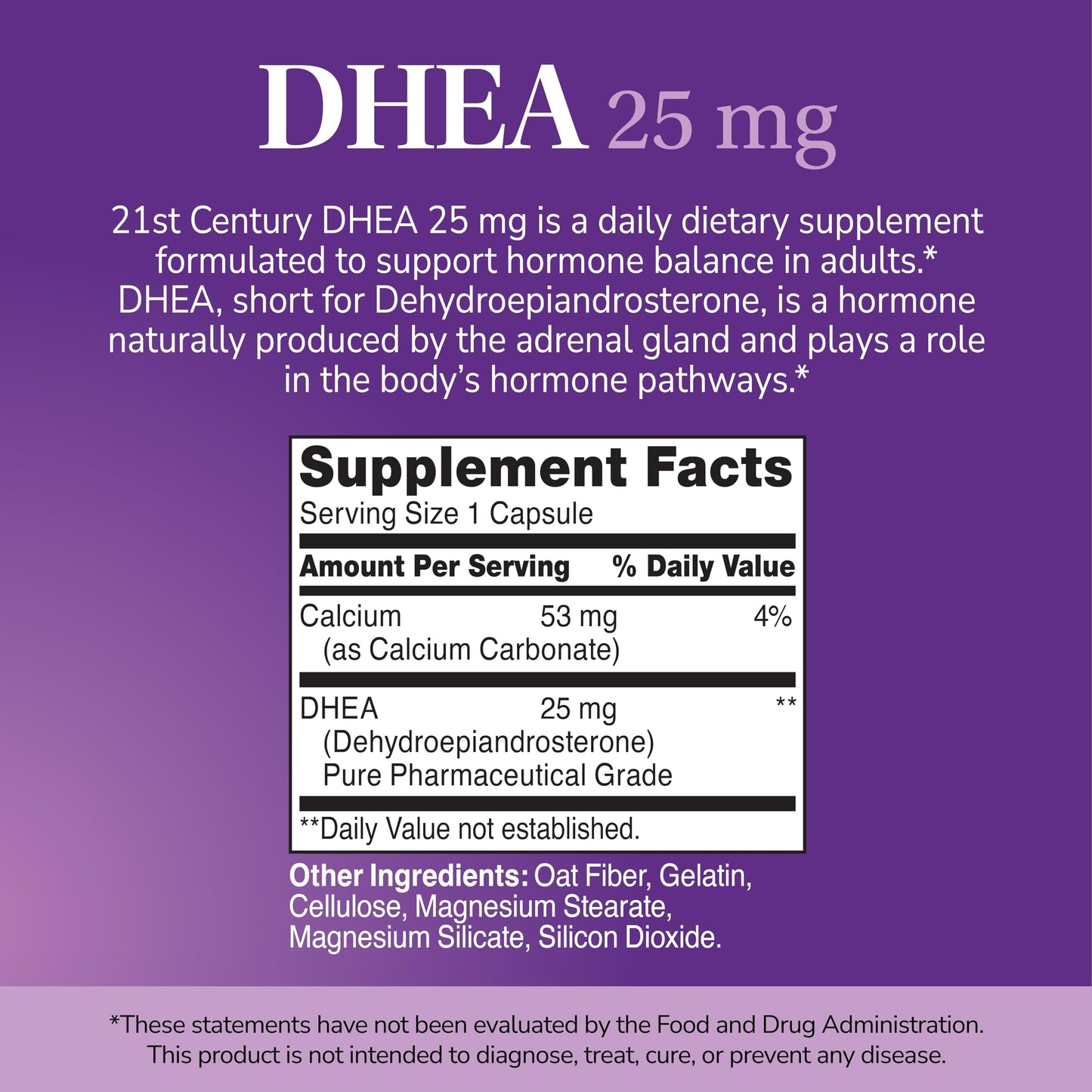 21st Century DHEA 25 mg Capsules 90 Count