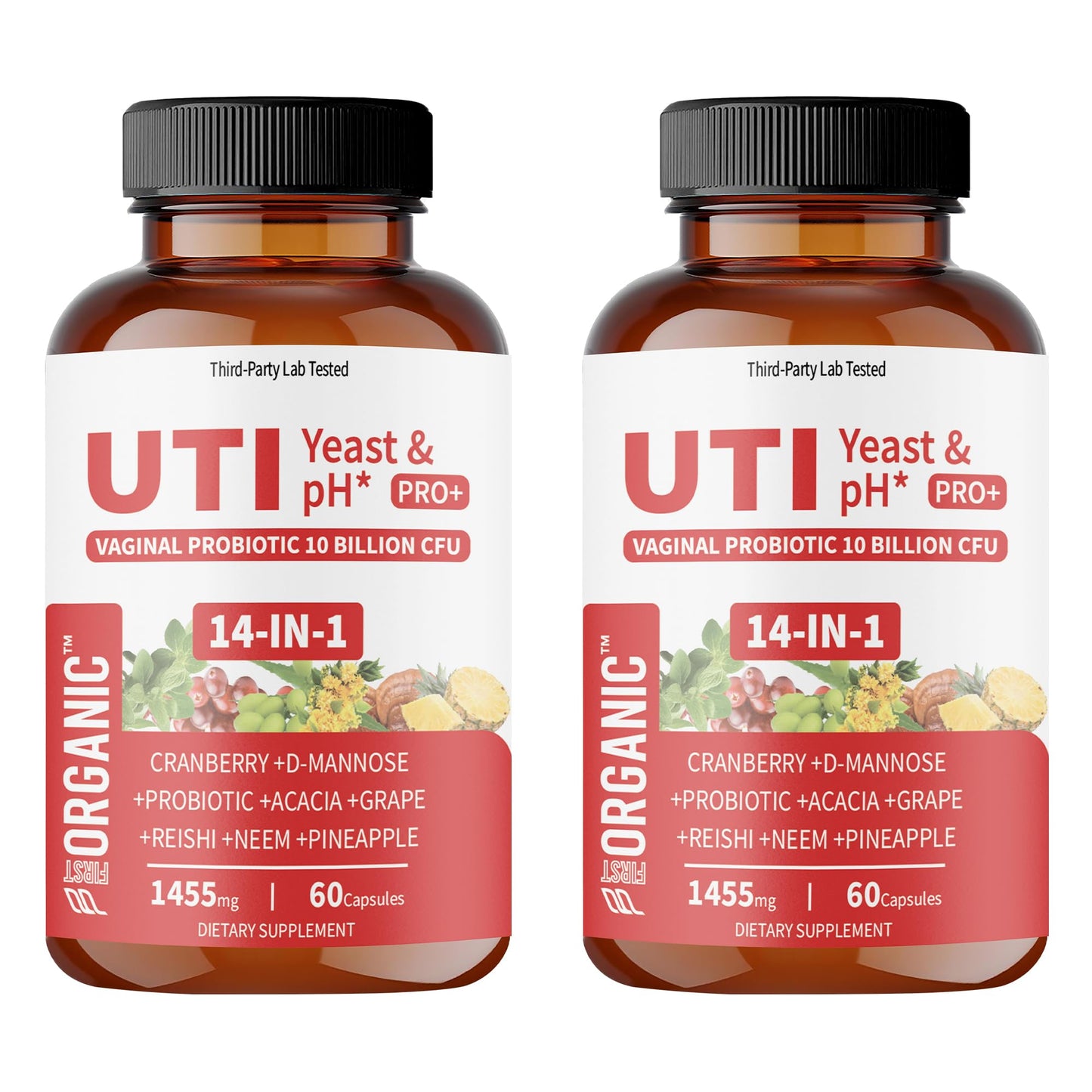 FIRSTORGANIC UTI Yeast & pH Pro+ Capsules, 120 Count