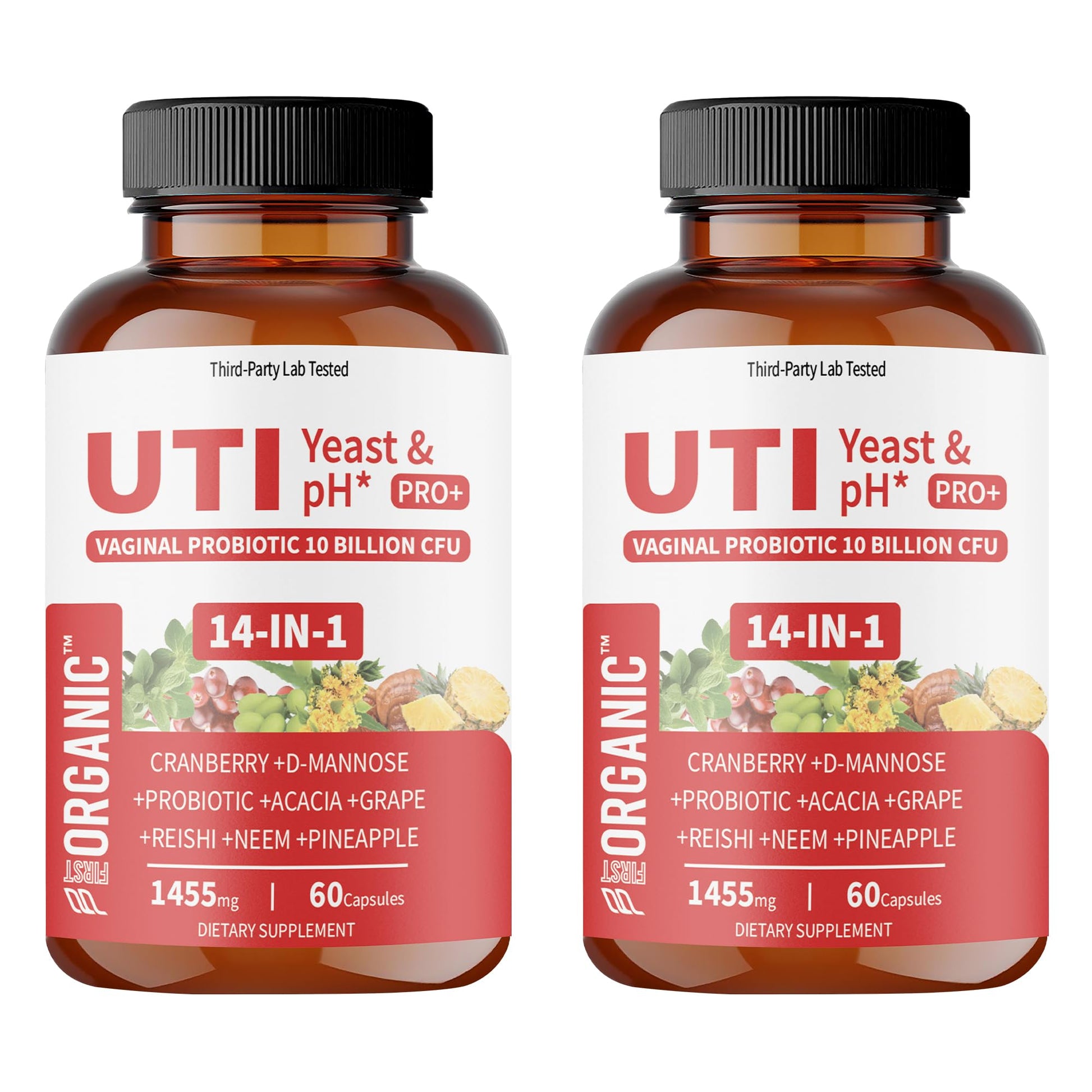 FIRSTORGANIC UTI Yeast & pH Pro+ Capsules, 120 Count