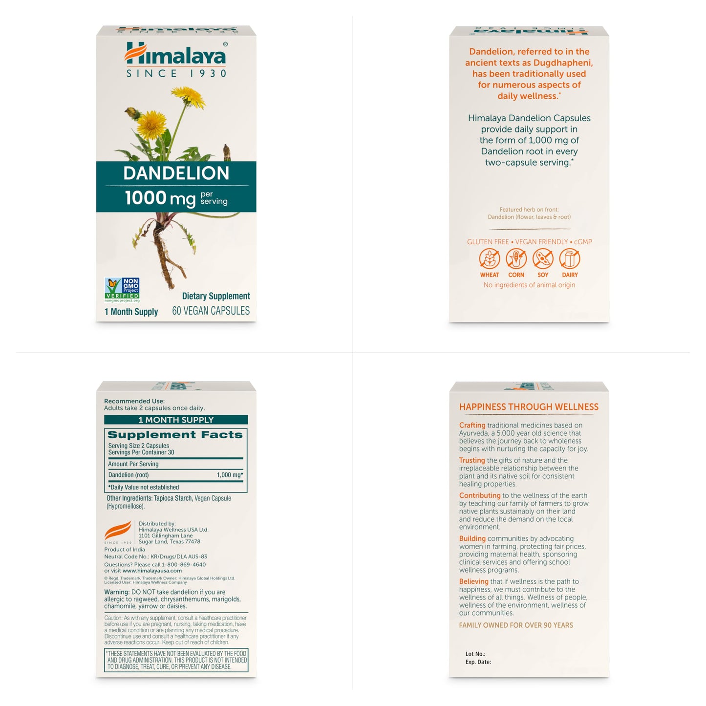 Himalaya Dandelion Root Supplement Capsules, 60 Count