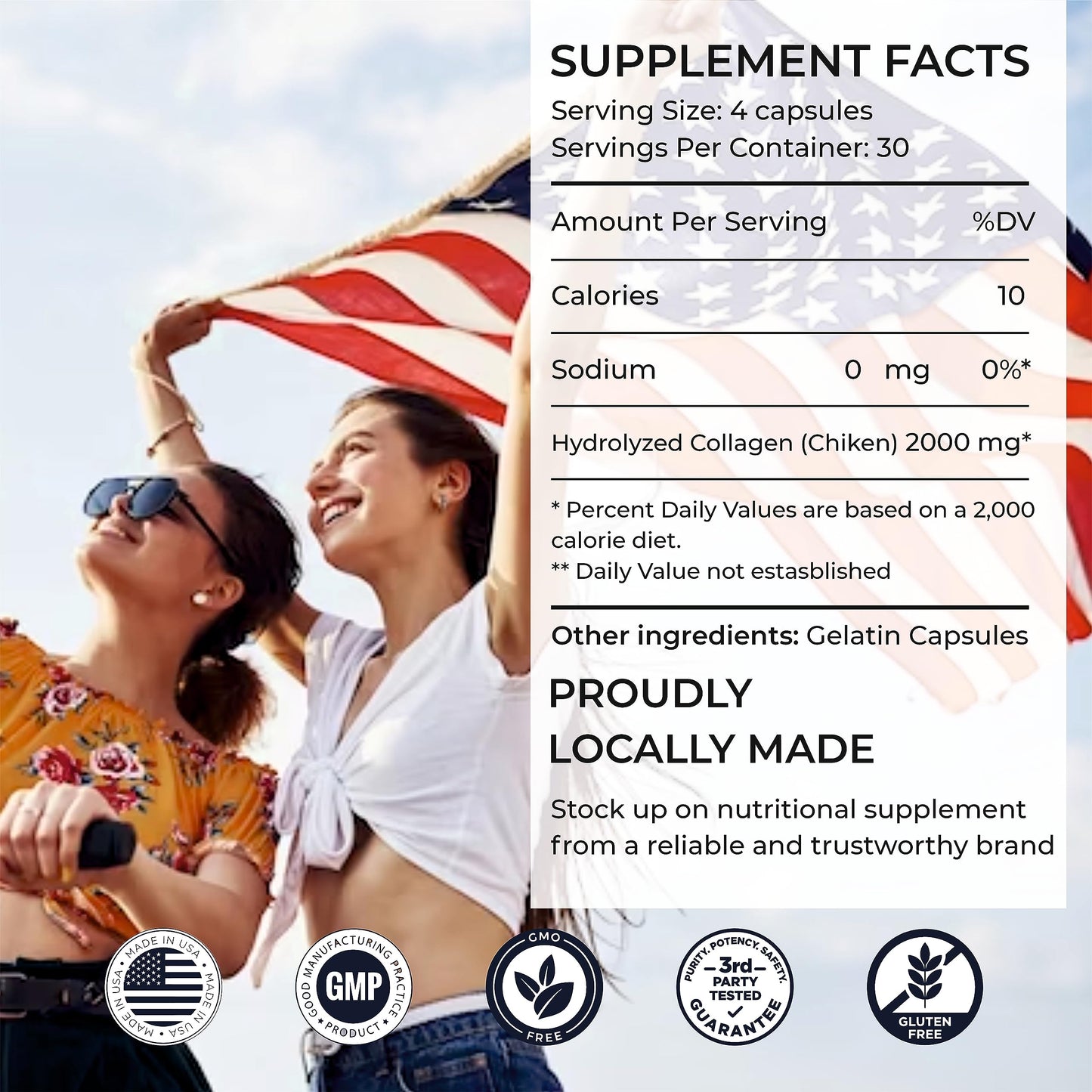 SIRUNES Chicken Collagen Capsules - Type II Collagen Nutritional Supplement for Joint, Skin & Bone Support - Non-GMO, Anti-Aging Dietary Supplements with Hydrolyzed Collagen Peptides, 120 Capsules