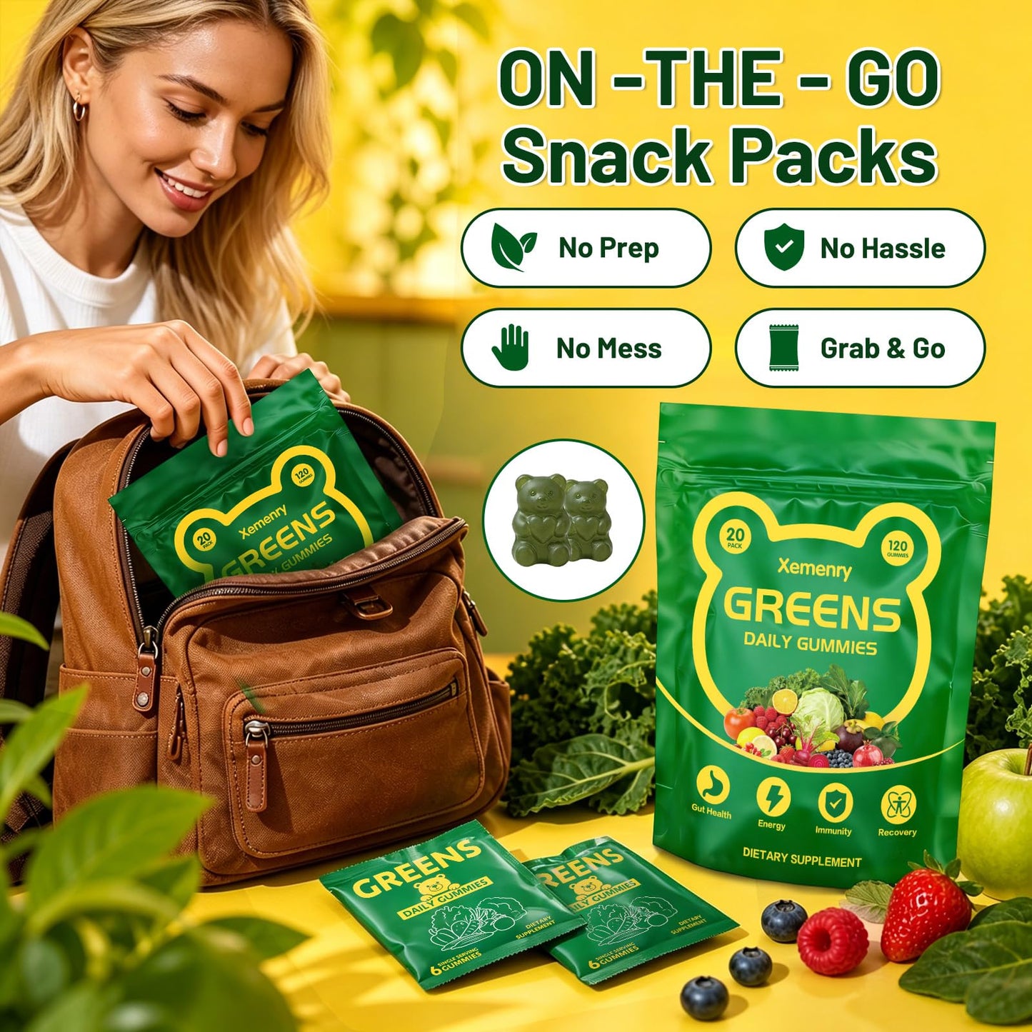 Xemenry Super Greens Multivitamin Gummies 120 Gummies