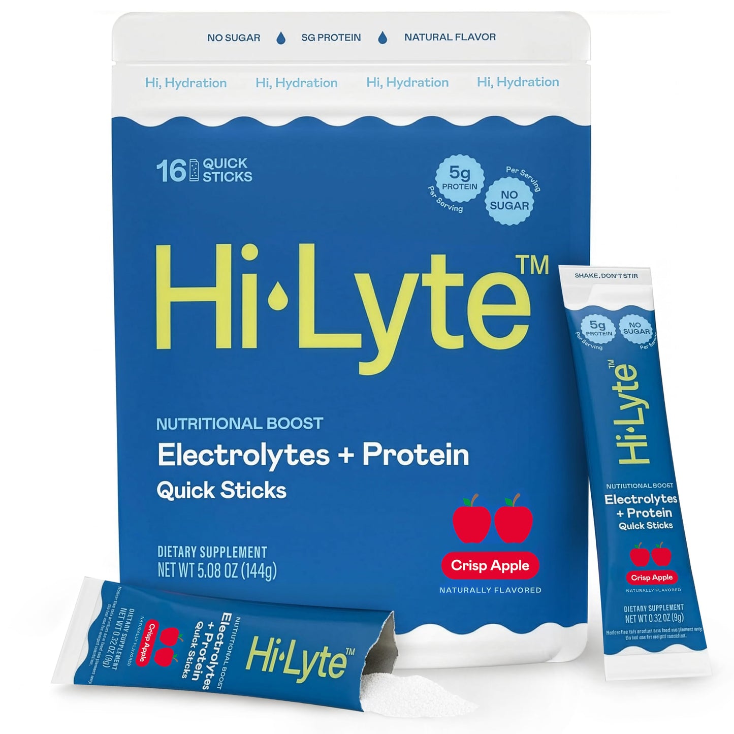 Hi-Lyte Electrolytes + Protein Quick Sticks Crisp Apple Powder