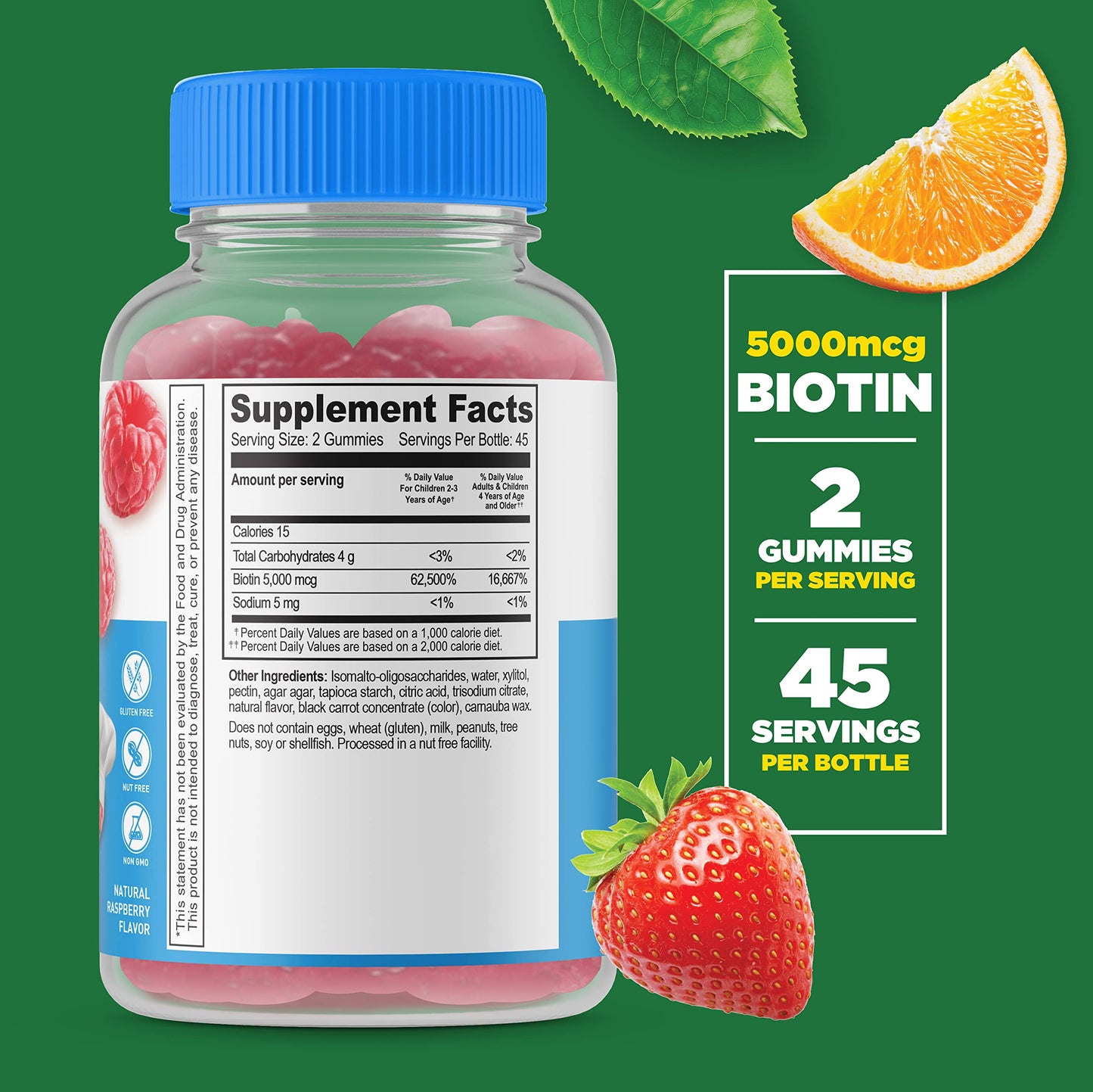 Lifeable Sugar Free Biotin + Prebiotic Fiber Gummies for Kids, Chewable, 180 Count