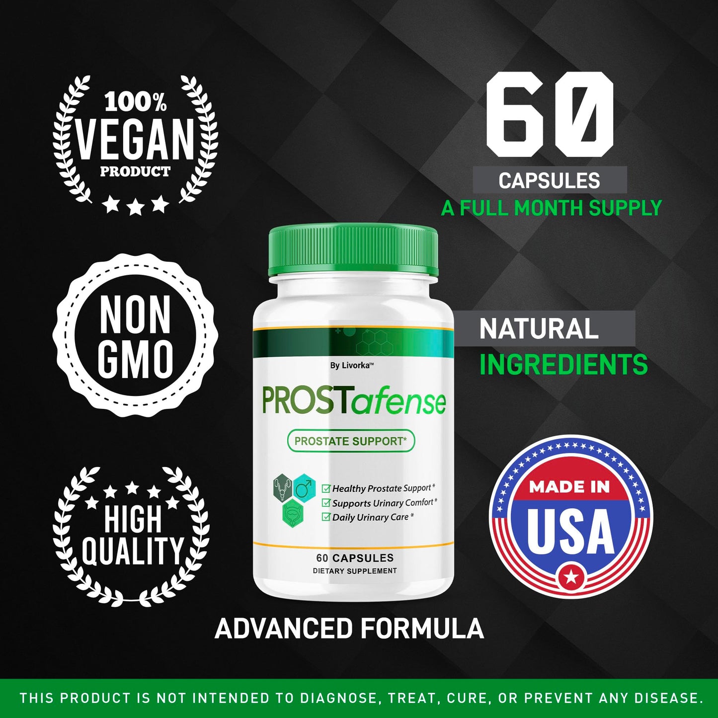 LIVORKA Prostafense Health Supplements for Men Capsules, 180 Capsules