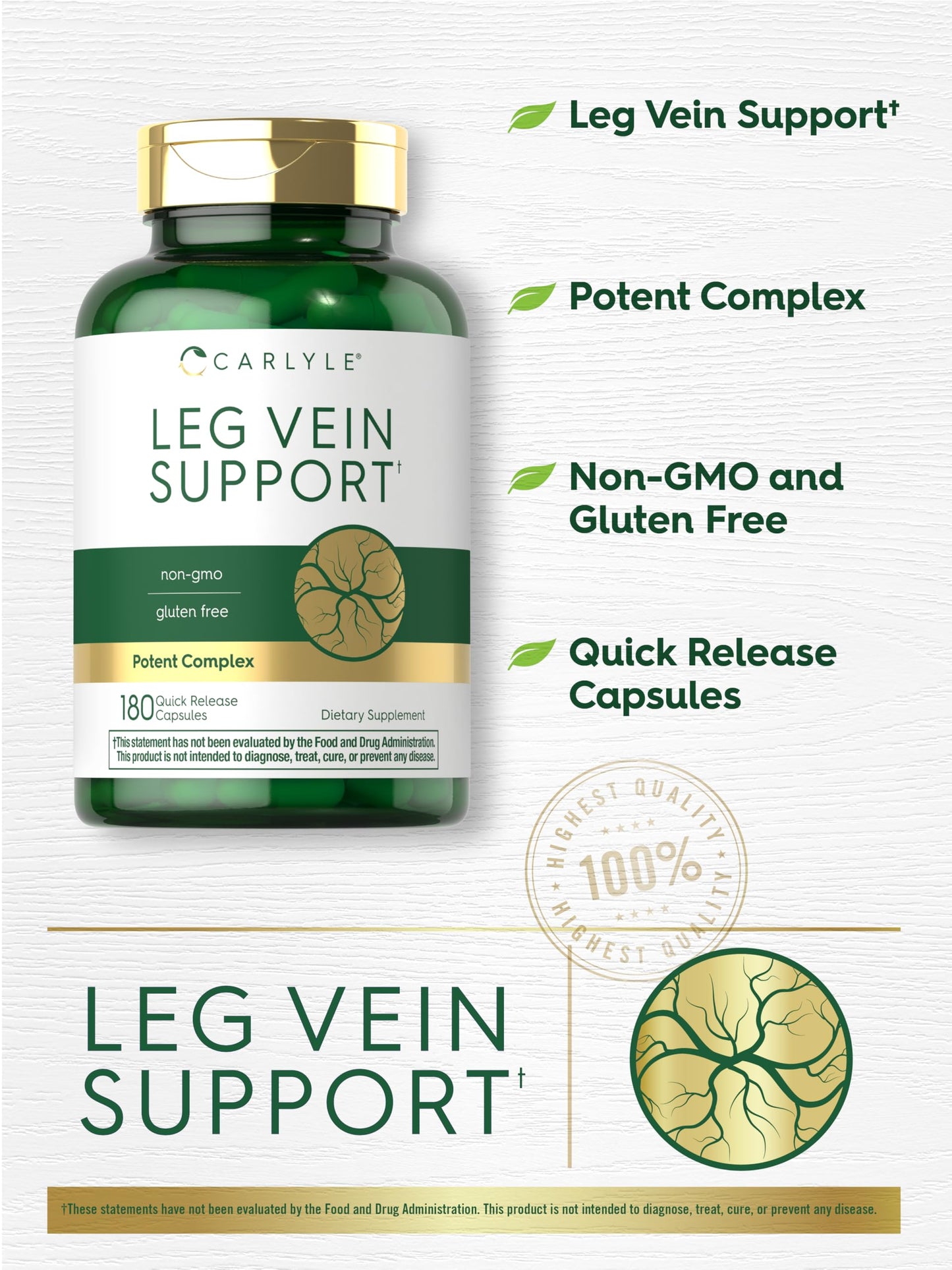 Carlyle Leg Vein Supplement Capsule 180 Count