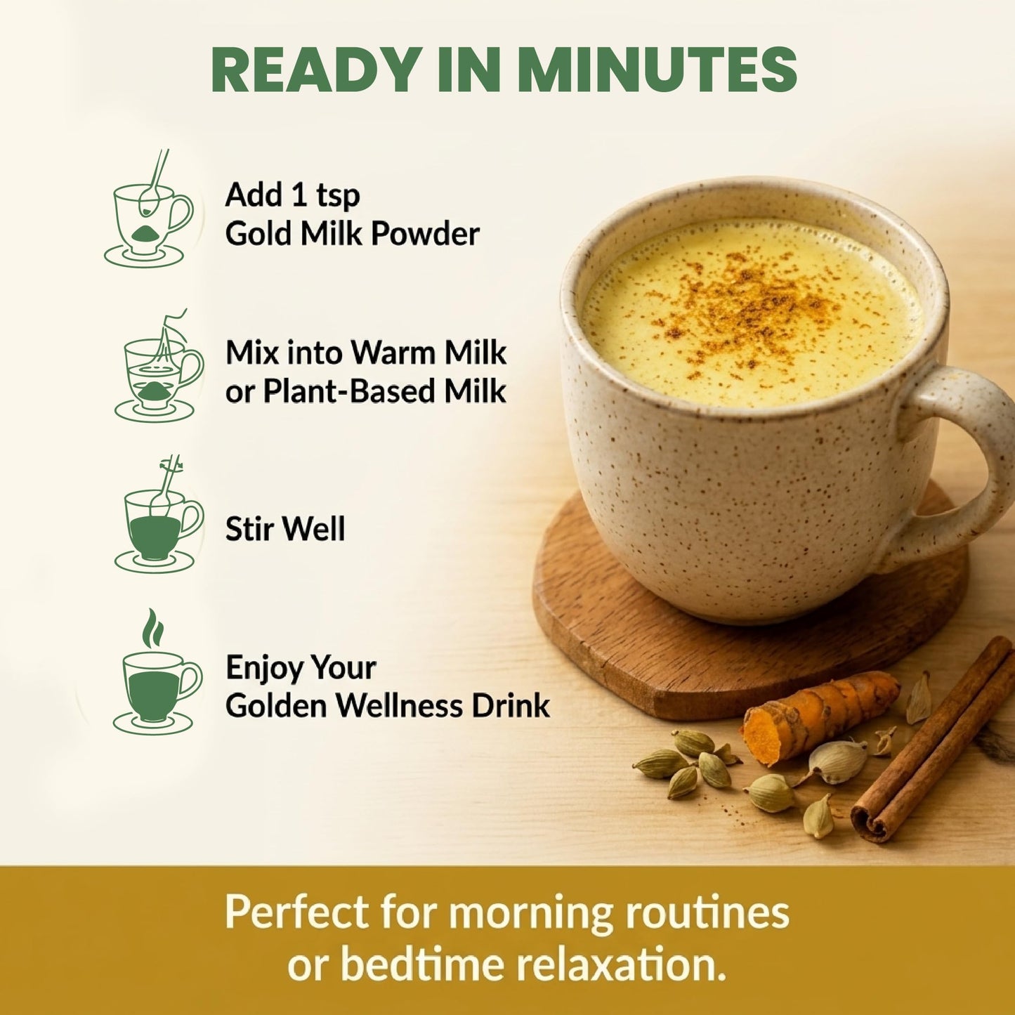 RASIKA OVERSEAS Golden Milk Powder Blend- Turmeric Latte with Ginger Ashwagandha & Cinnamon Complex for Sleep Relaxation Vitality & Immune Support Powder 16 oz