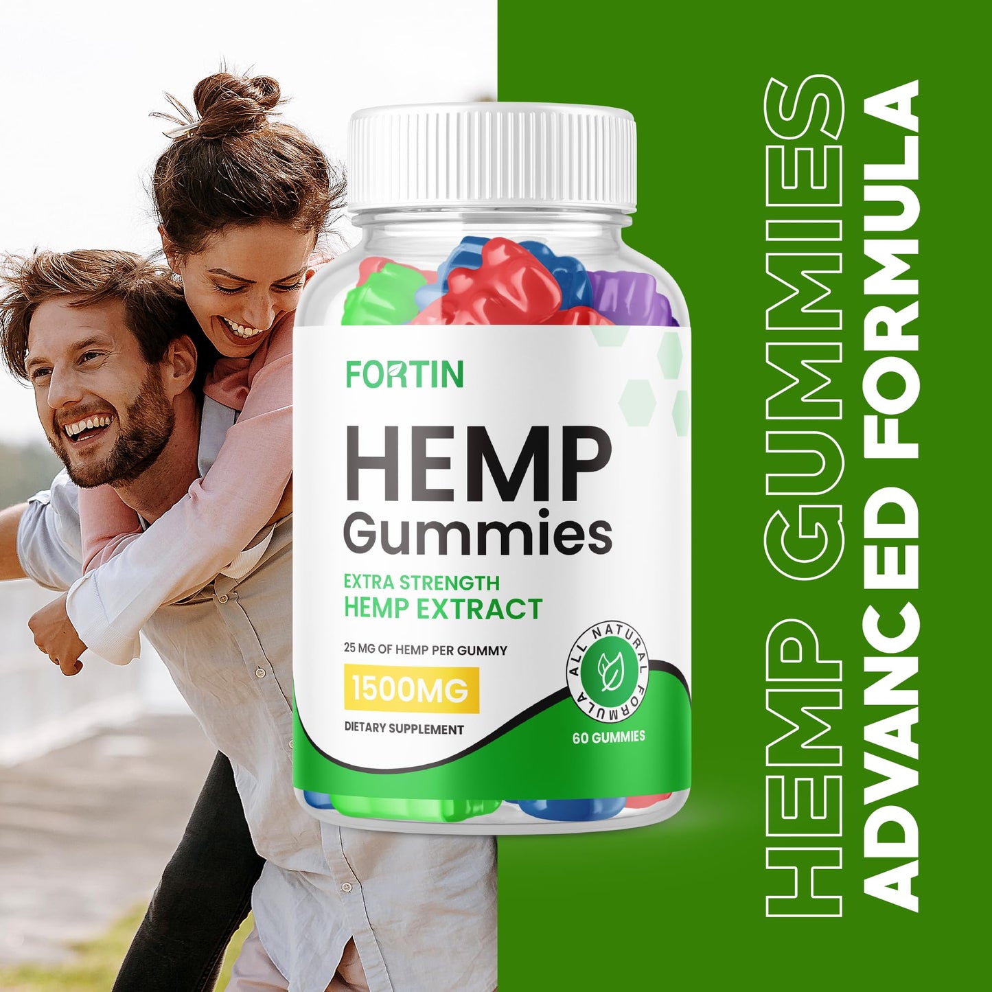 Purvia Fortin Hemp Gummies Advanced Formula Maximum Performance Hemp Blend, 300 Gummies