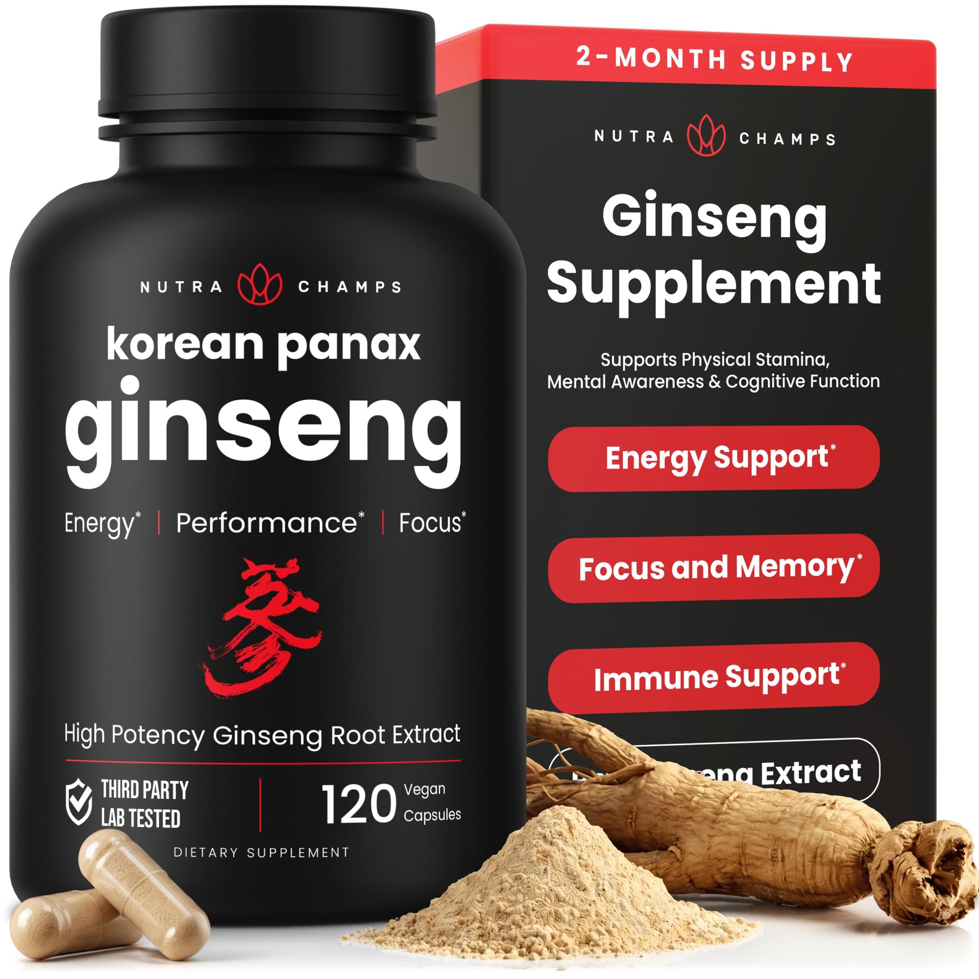 NutraChamps Korean Red Panax Ginseng 120 Capsules