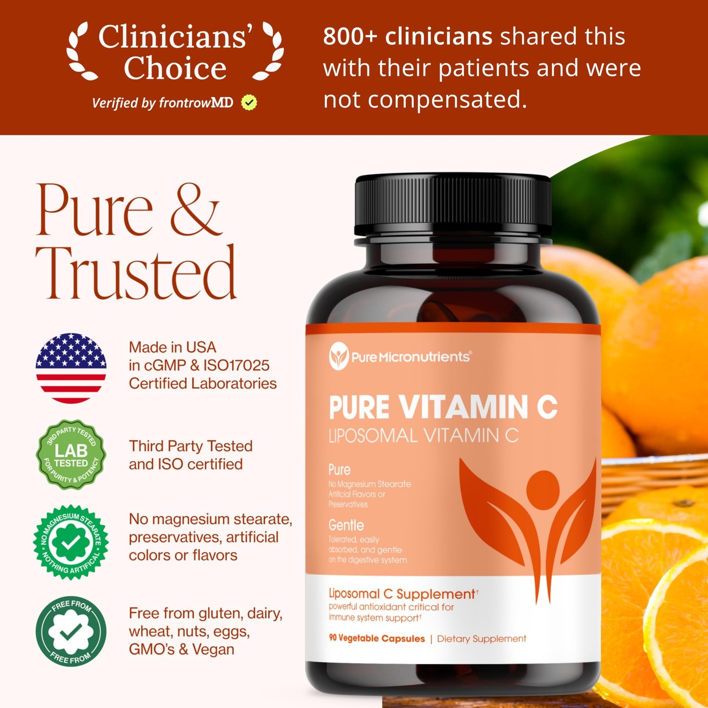 Pure Micronutrients Pure Liposomal Vitamin C - 1400mg Per Serve Supplement - 90 Capsules