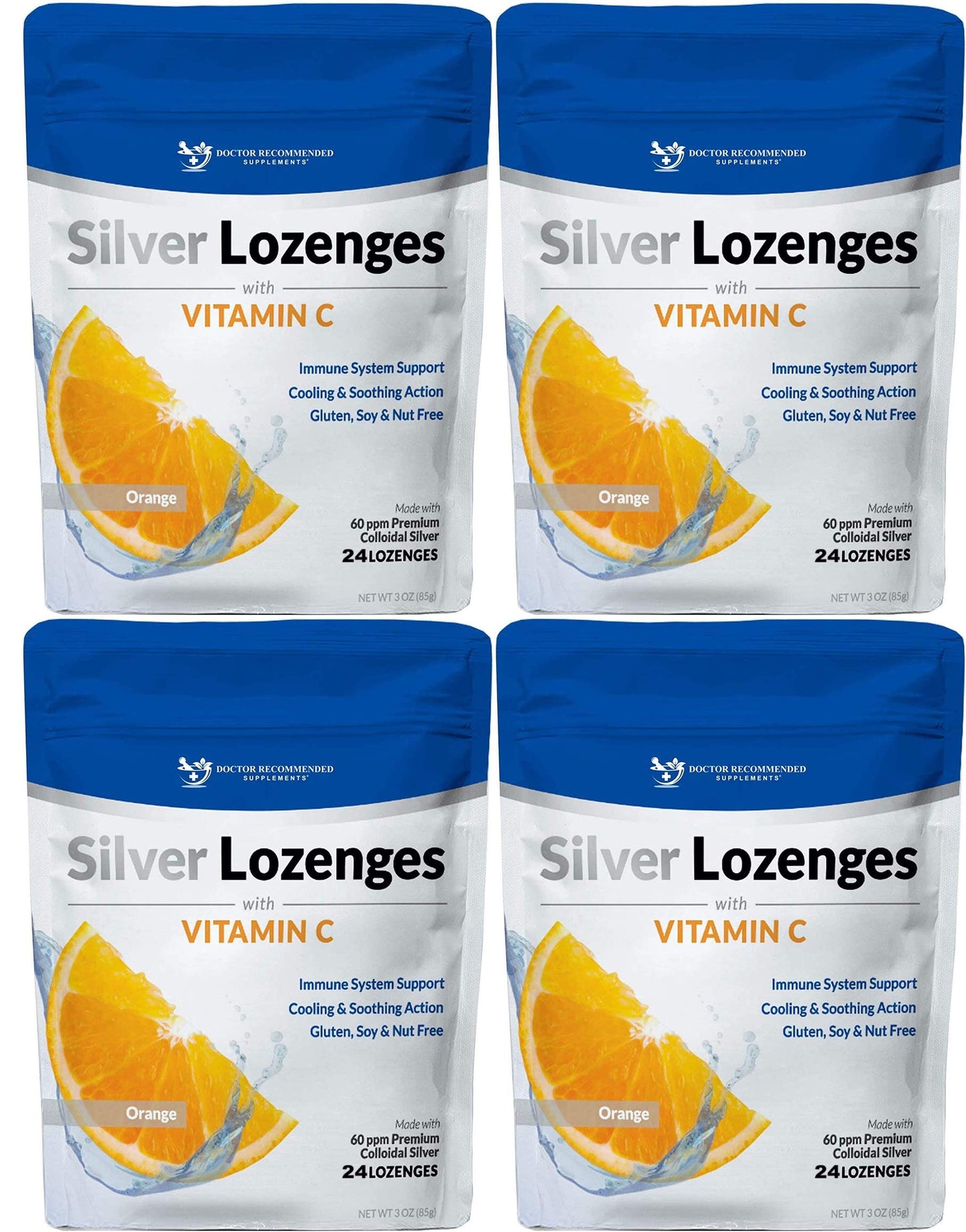DOCTOR RECOMMENDED SUPPLEMENTS Silver Lozenges with Vitamin C, Nano Silver 60 PPM Colloidal Silver, Organic Honey & Vitamin C Mineral Supplement, 96 Tablets