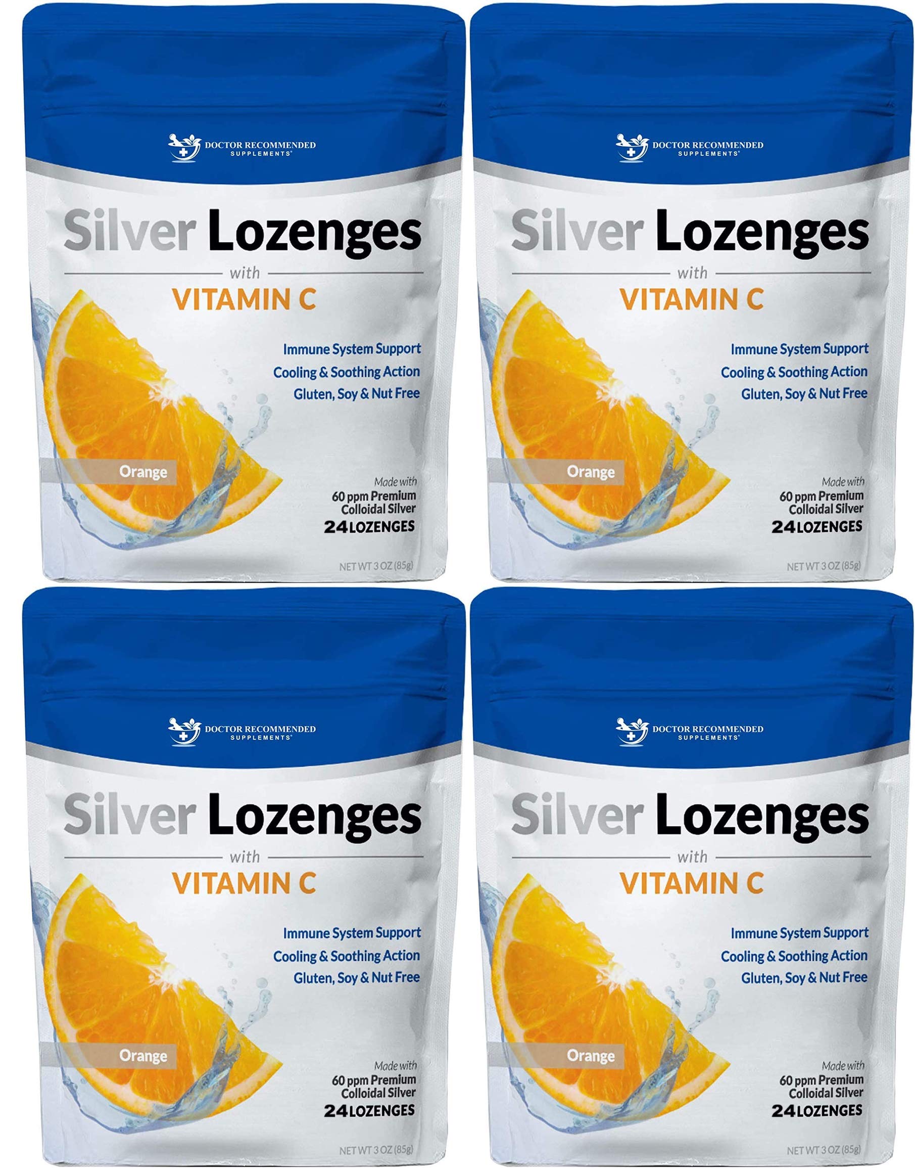 DOCTOR RECOMMENDED SUPPLEMENTS Silver Lozenges with Vitamin C, Nano Silver 60 PPM Colloidal Silver, Organic Honey & Vitamin C Mineral Supplement, 96 Tablets