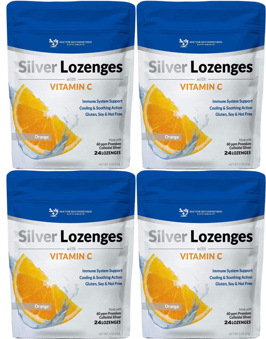 DOCTOR RECOMMENDED SUPPLEMENTS Silver Lozenges with Vitamin C, Nano Silver 60 PPM Colloidal Silver, Organic Honey & Vitamin C Mineral Supplement, 96 Tablets