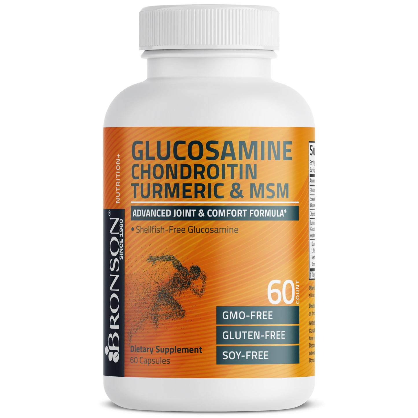 Bronson Glucosamine Chondroitin Turmeric & MSM Advanced Joint & Cartilage Formula Capsules, Non-GMO, 60 Count