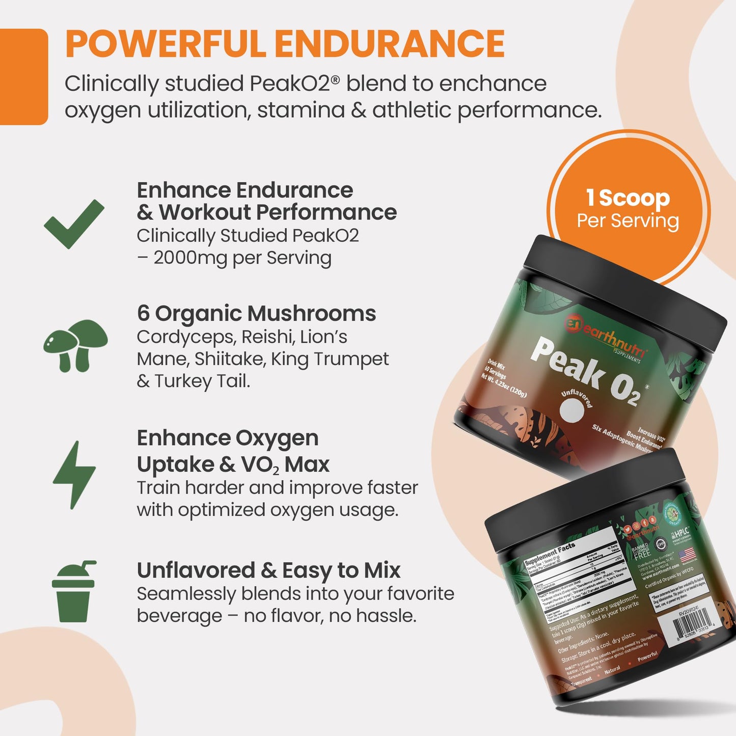 EarthNutri PeakO2 Workout Supplement Powder 4.23 Ounce