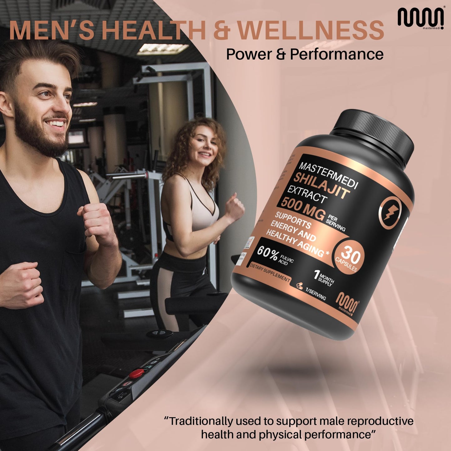 MasterMedi Shilajit 500mg Himalayan Extract Standardized to Fulvic Acid Energy, Stamina & Vitality Support, 30 Capsules