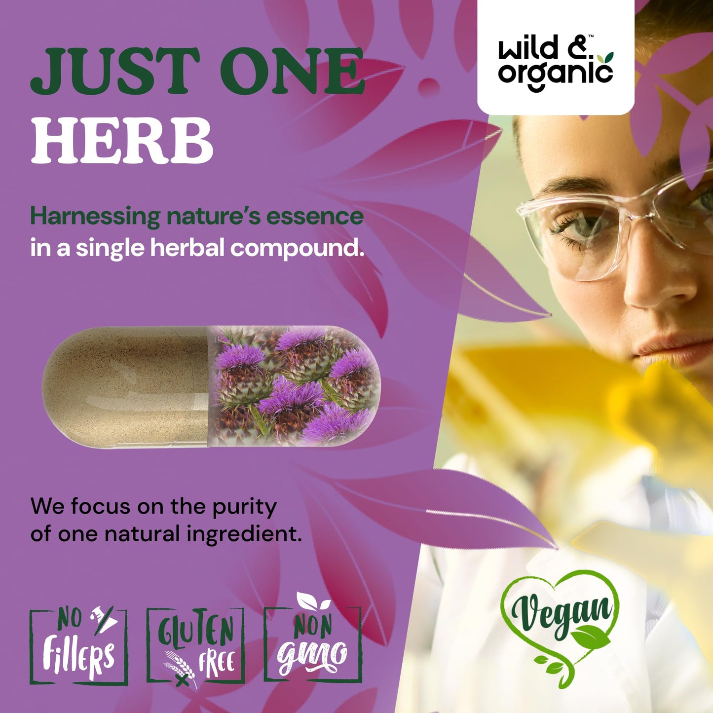 Wild & Organic Milk Thistle Capsules 1000mg, 60 Capsules