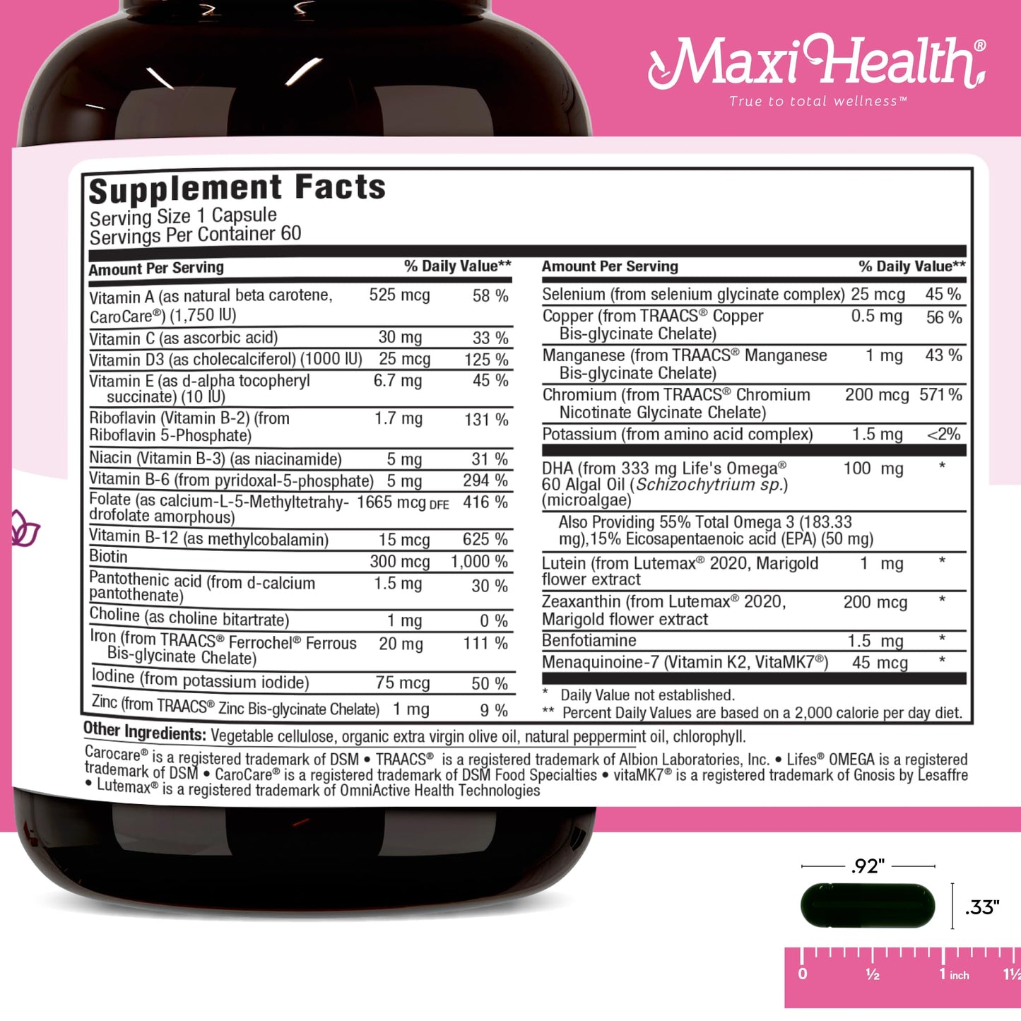 Maxi Health Methyl Prenatal DHA Prenatal Vitamins Capsules 60