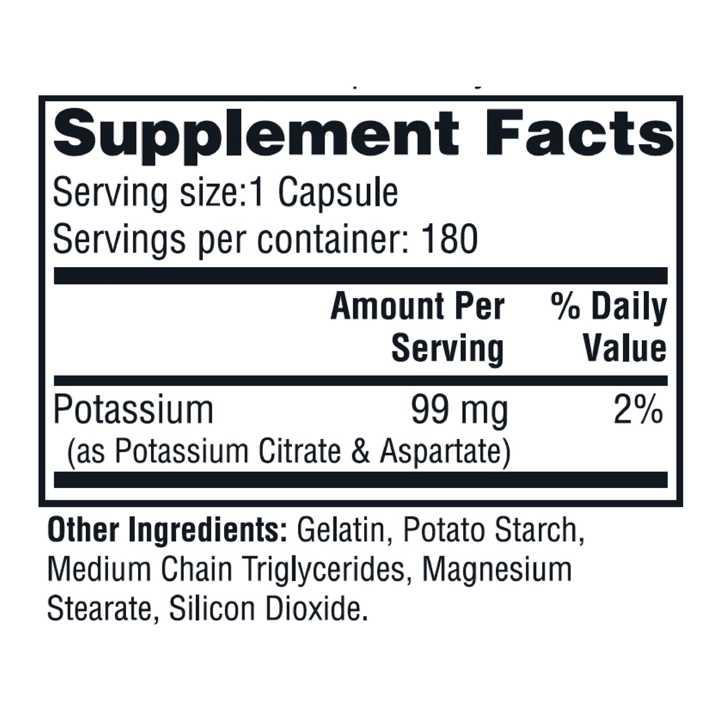 Twinlab Potassium Capsules - Electrolyte Supplement for Muscle, Heart & Tissue Health - 180 Capsules