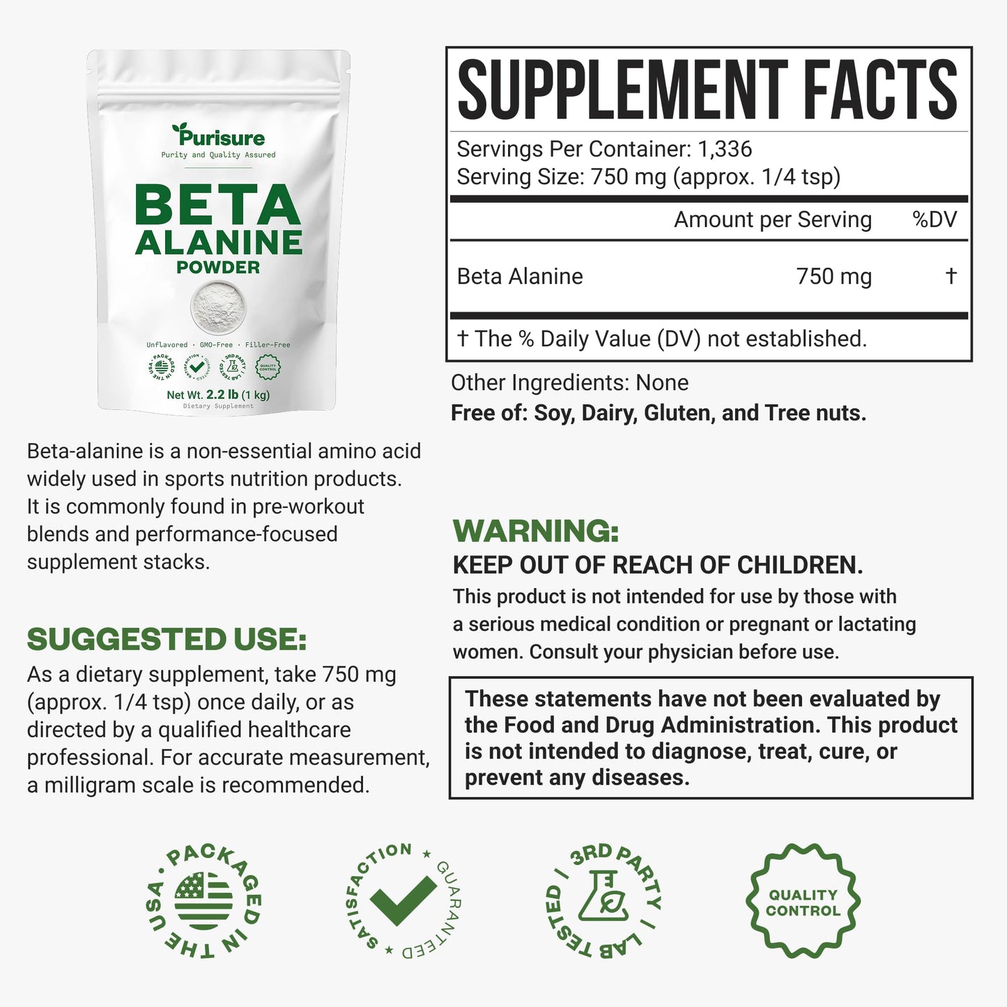 Purusure Beta Alanine Powder 35.3 oz