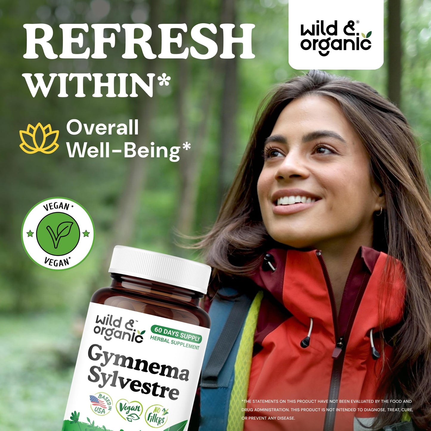 Wild & Organic Gymnema Sylvestre Capsules 600 mg - 60 Count