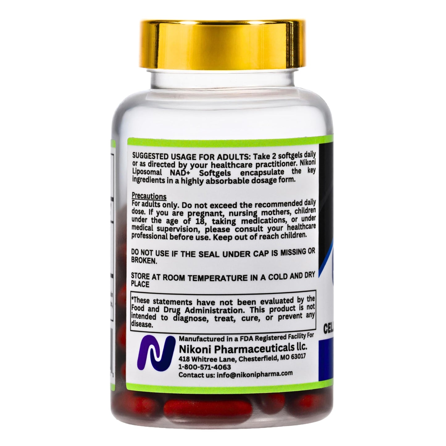 Nikoni Liposomal NAD+ 2000 mg with TMG and Pterostilbene Softgels, 60 Count