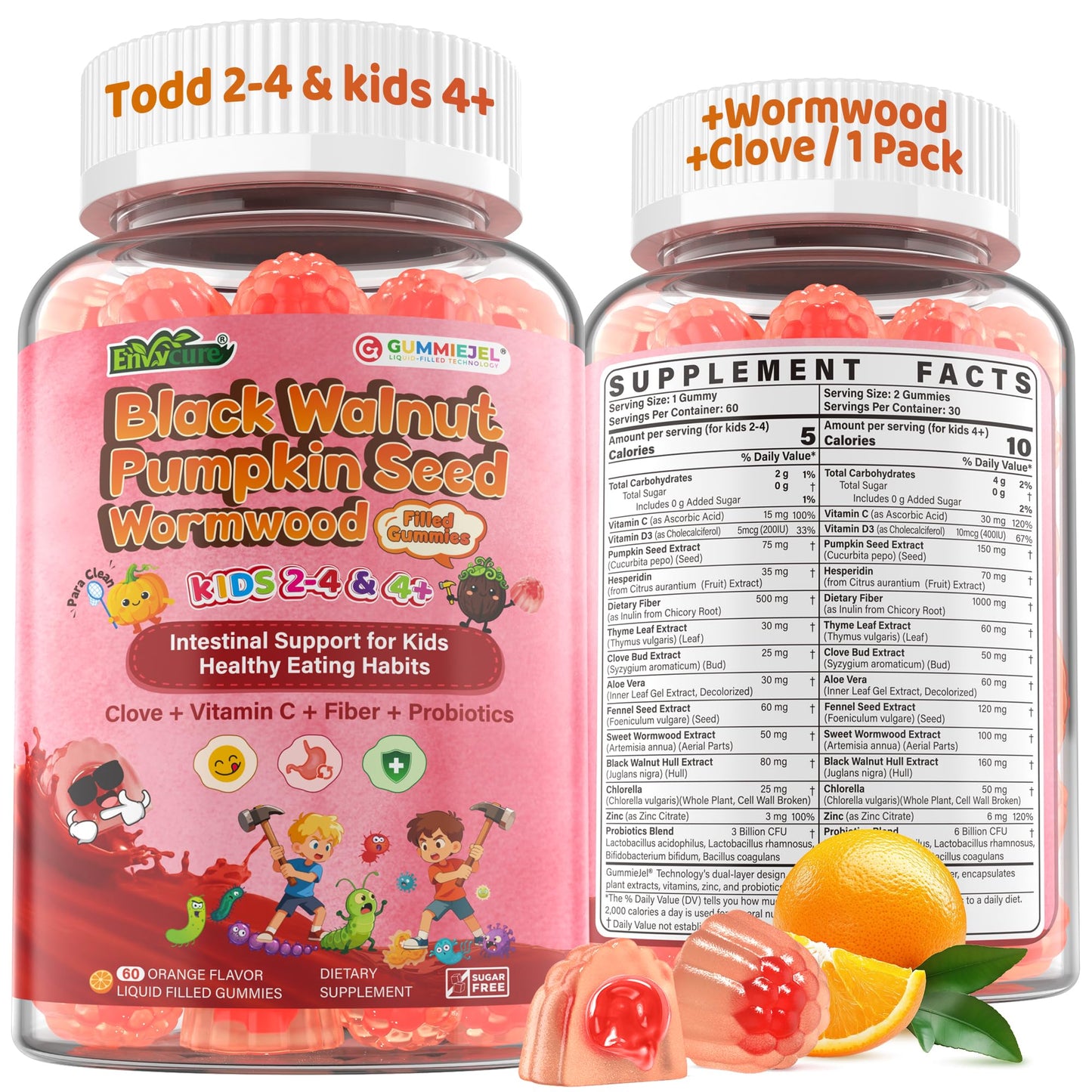 EnvyCure Para Clean Gut Health Gummies for Children Gummy 60 Count