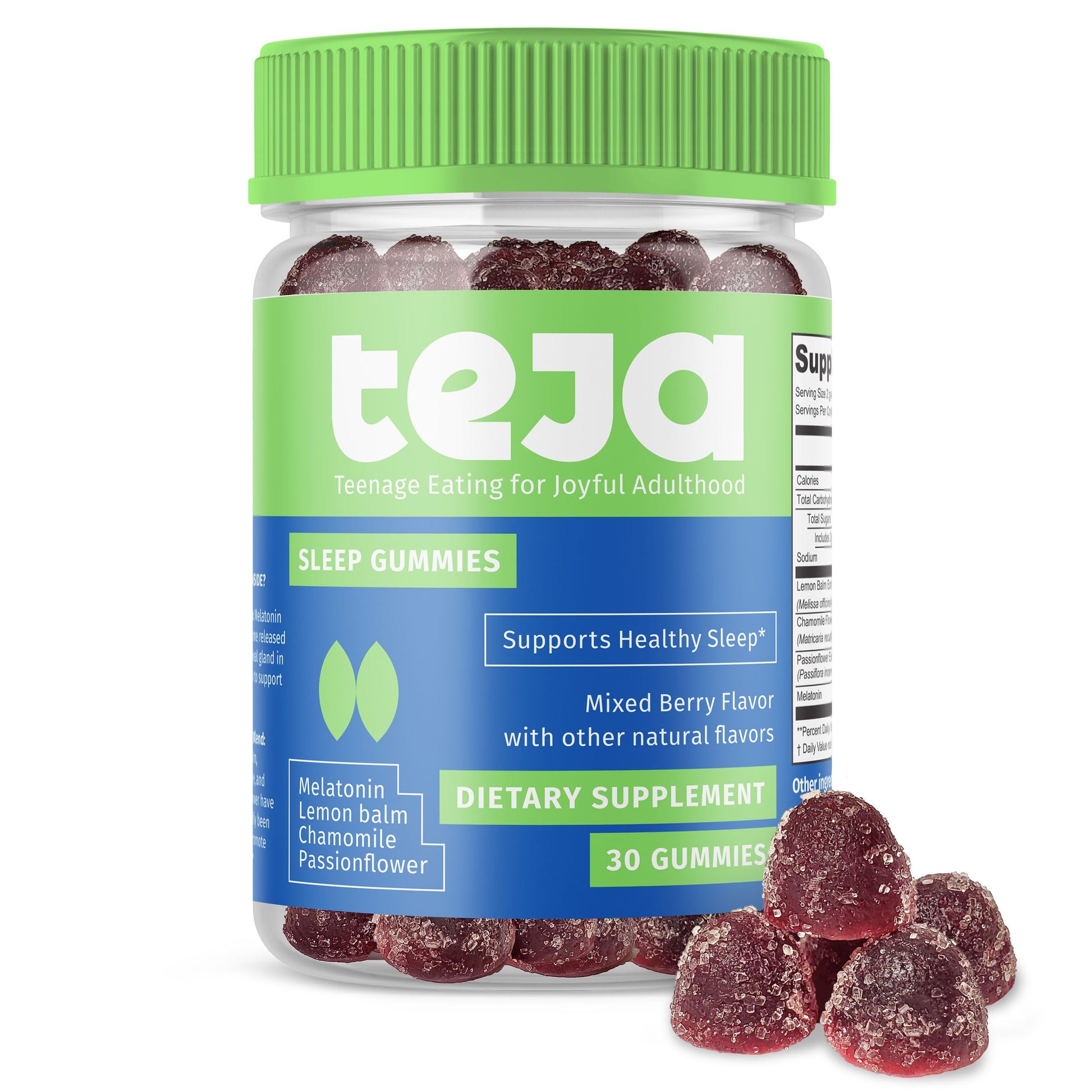 TEJA Sleep Support Gummies for Teens and Adults, 0.3mg Melatonin, 30 Gummies