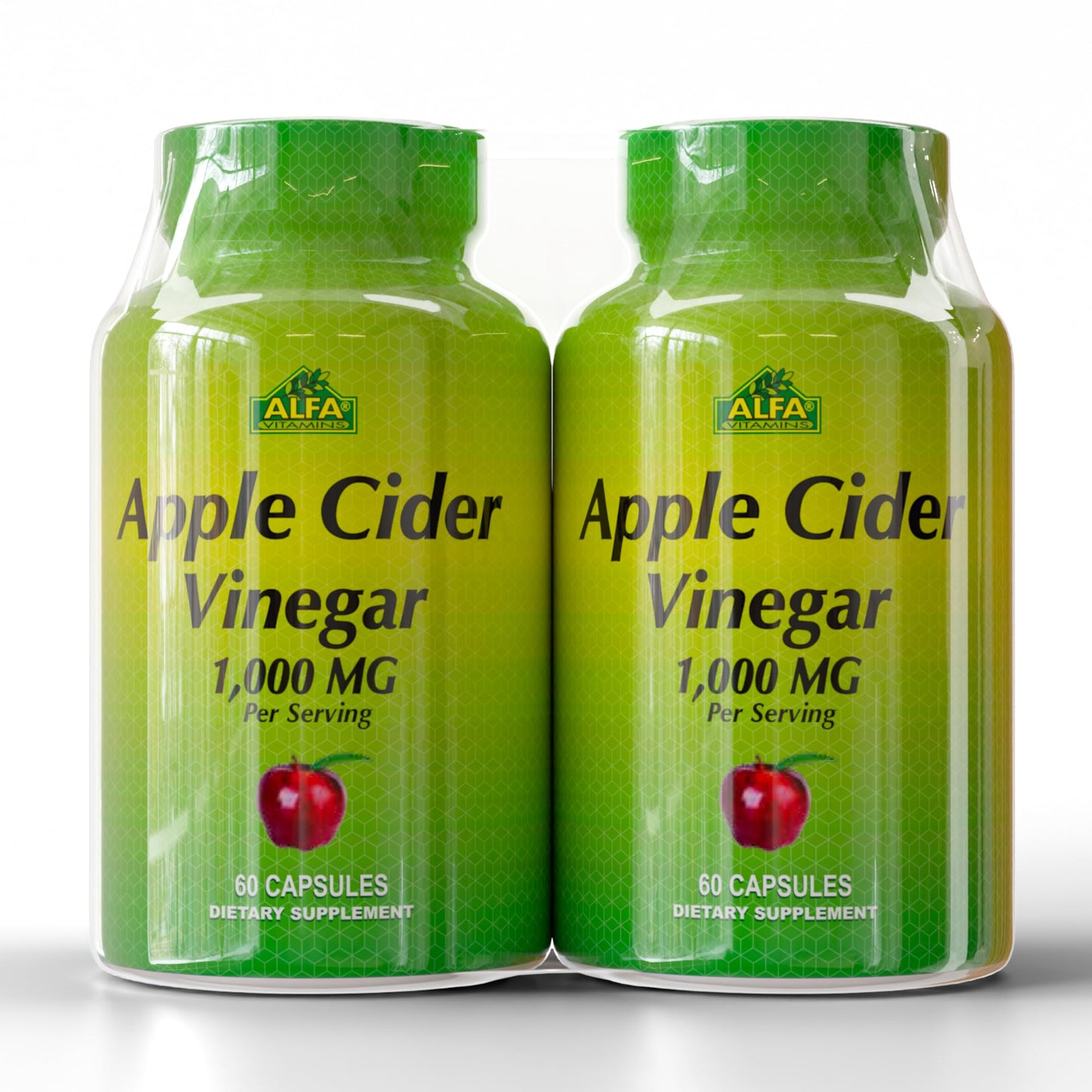 ALFA VITAMINS Apple Cider Vinegar 1000 mg Daily Wellness Supplement, 120 Capsules