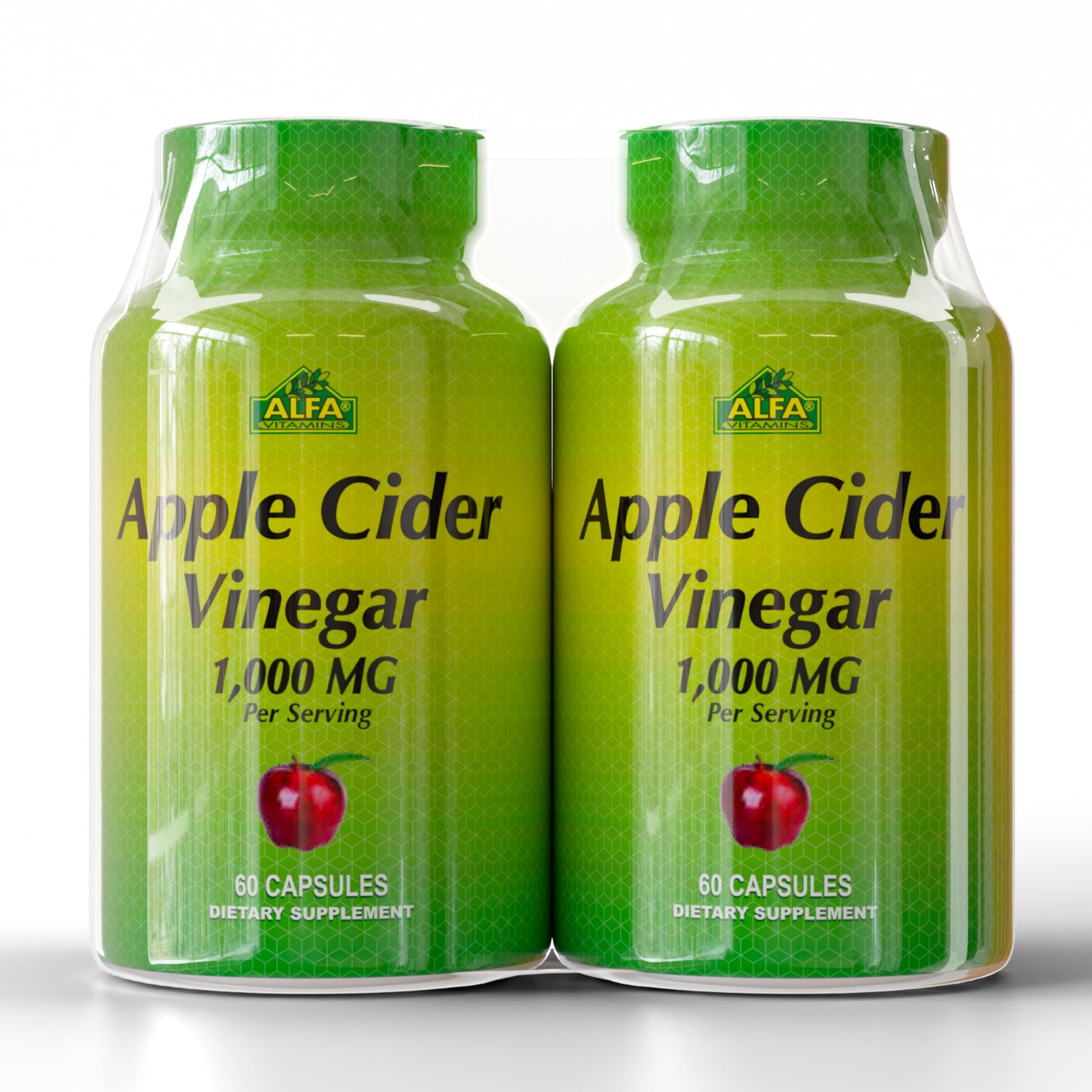 ALFA VITAMINS Apple Cider Vinegar 1000 mg Daily Wellness Supplement, 120 Capsules