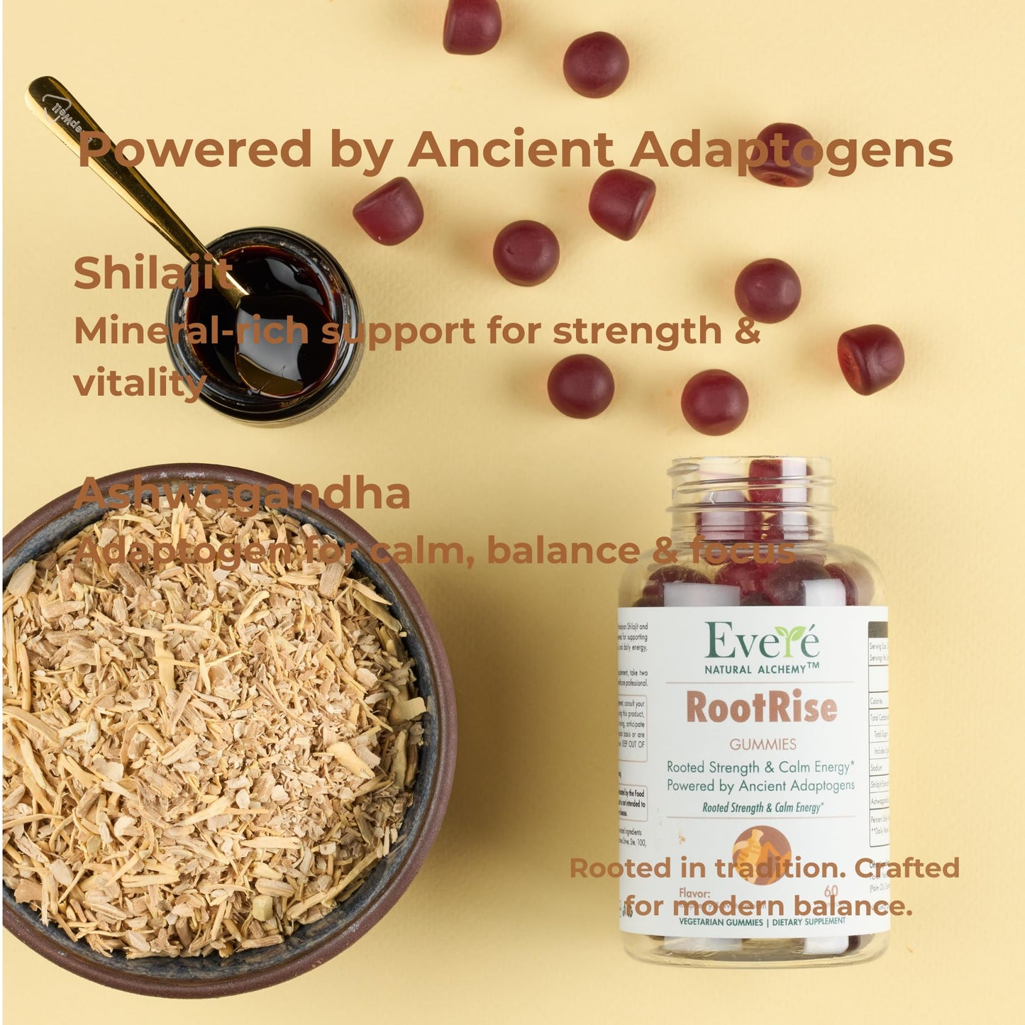 The EverÉ Natural Alchemy Evere RootRise Shilajit + Ashwagandha 60 Tablets