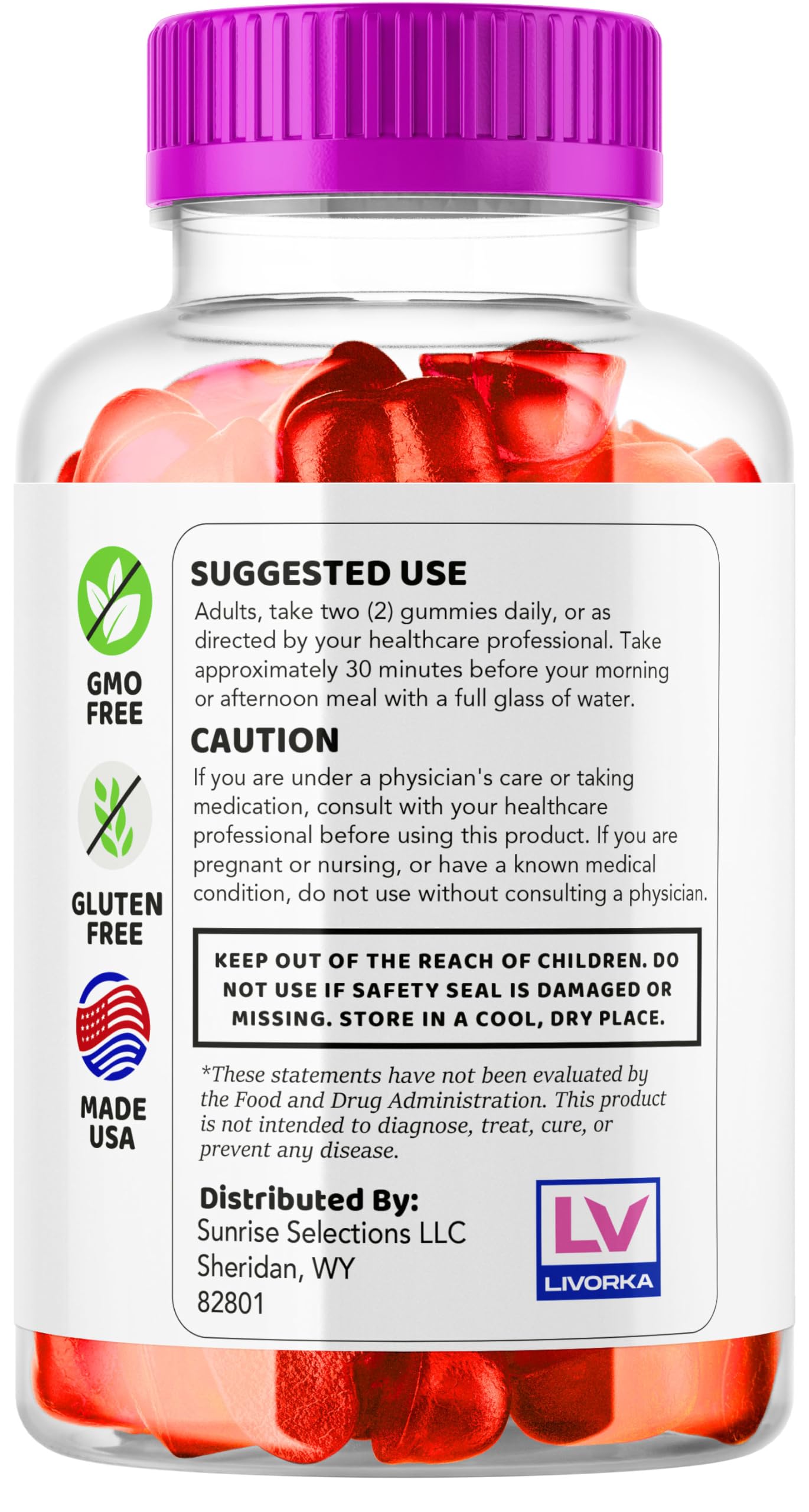 LIVORKA Keto Weight Loss ACV Gummies, 60 Gummies