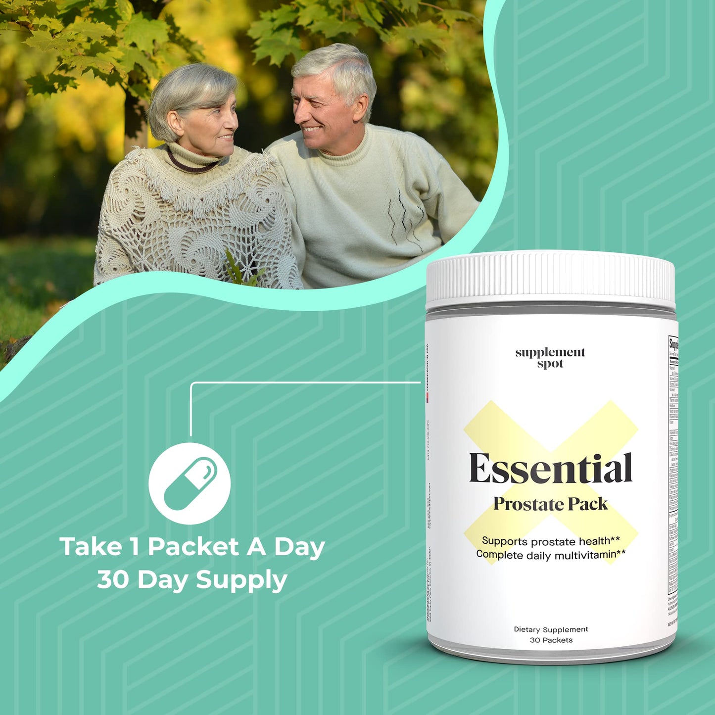 Supplement Spot Essential Prostate Health Pack Daily Multivitamin for Men with Saw Palmetto Capsules, 1 Count