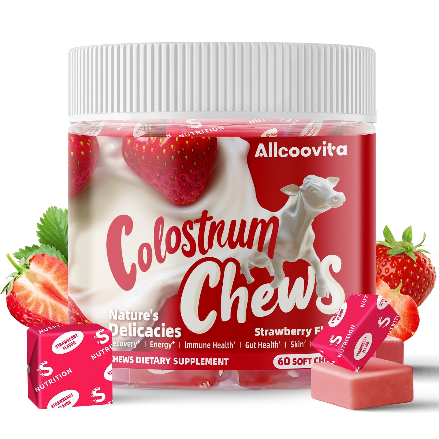 Allcoovita Bovine Colostrum Soft Chews 60 Count