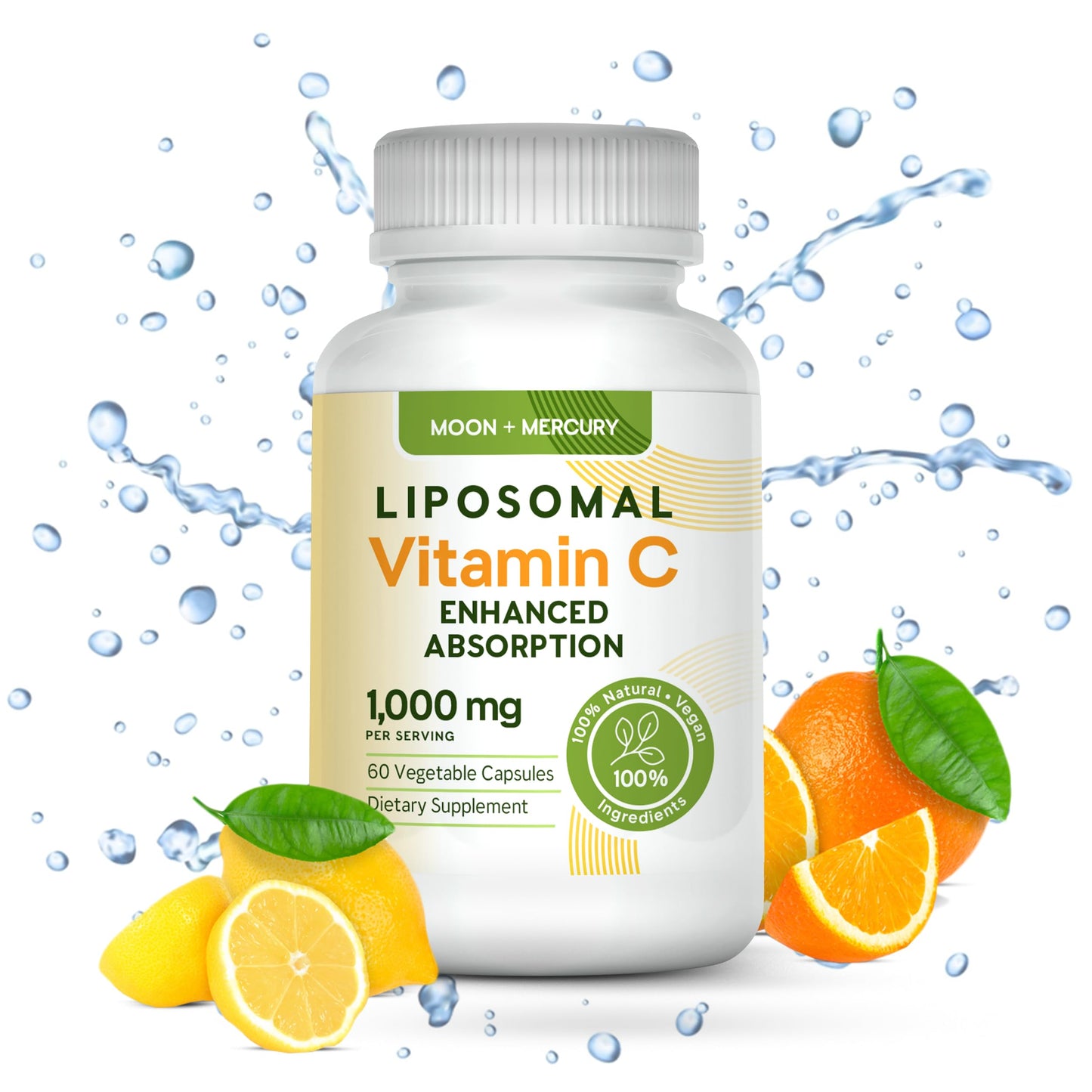 Moon + Mercury Liposomal Vitamin C 1000mg Capsules, 60 Count