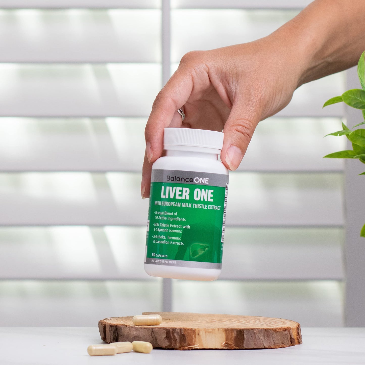 Balance ONE Liver Support Supplement with Milk Thistle, Molybdenum, Dandelion Root & Choline – Liver Health & Detox Support, 60 Capsules