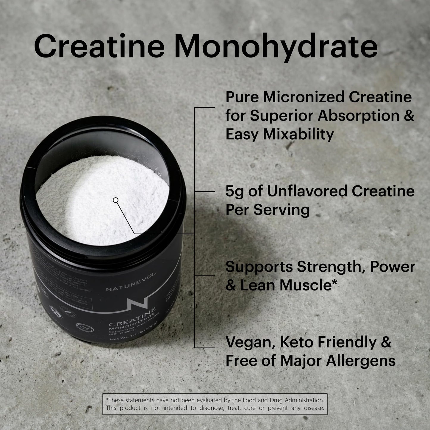 Naturevol Creatine Monohydrate Powder 1.1 Pound