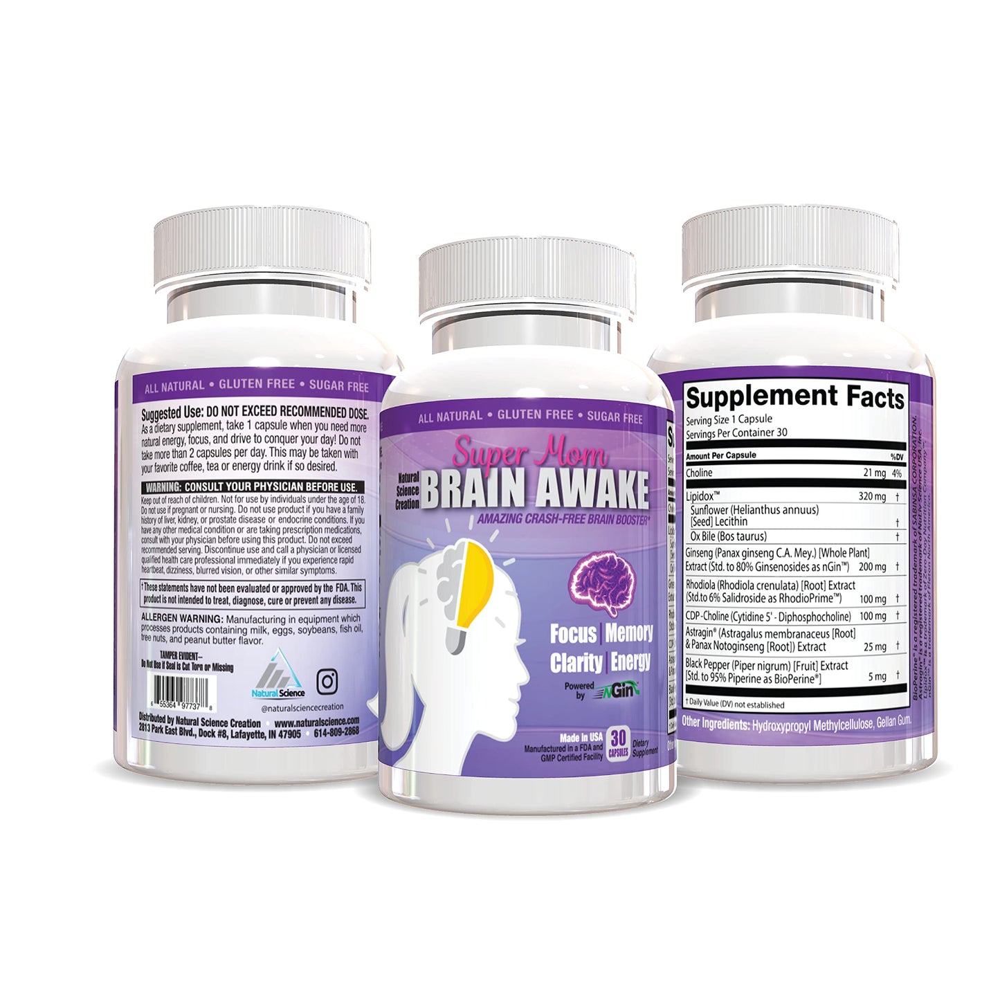 Natural Science Creation Super Mom Brain Awake Natural Energy Capsules 30 Count