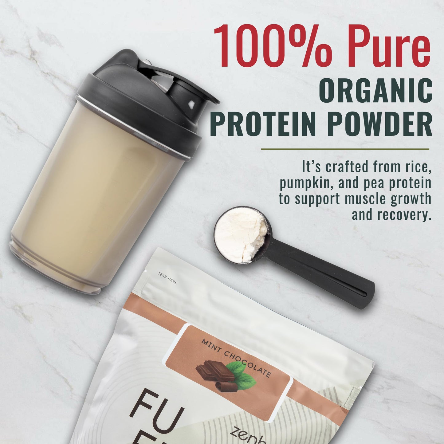 Zenbodi Fuel Vegan Protein Powder Mint Chocolate, 32 Servings