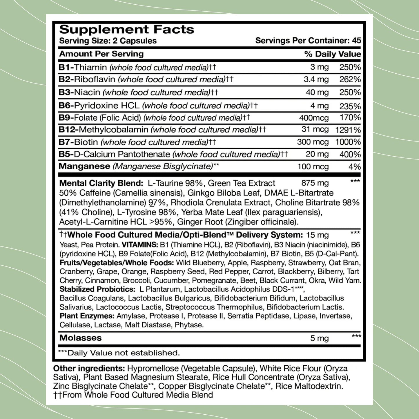 Optimal Health Systems B Awake Whole Food B Complex Formula Capsules, 90 Count