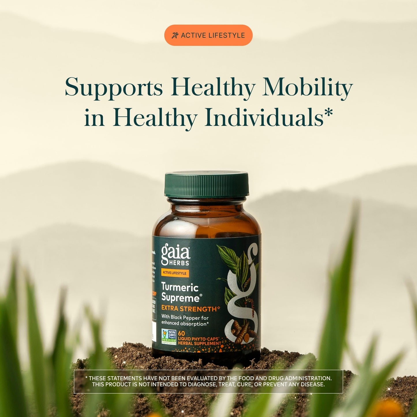Gaia Herbs Turmeric Supreme Extra Strength 616 mg Organic Turmeric Curcumin Supplement with Black Pepper 60 Vegan Liquid Phyto-Caps