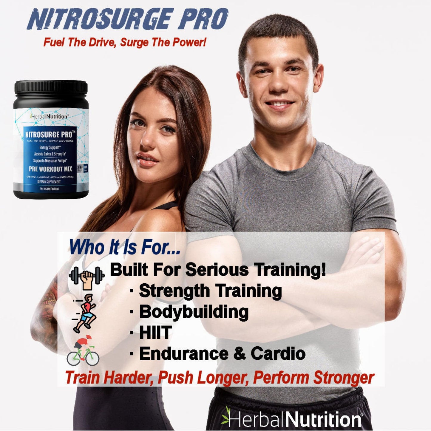 Herbal Nutrition Nitrosurge Pro Pre Workout Powder with Creatine, 10.58 oz
