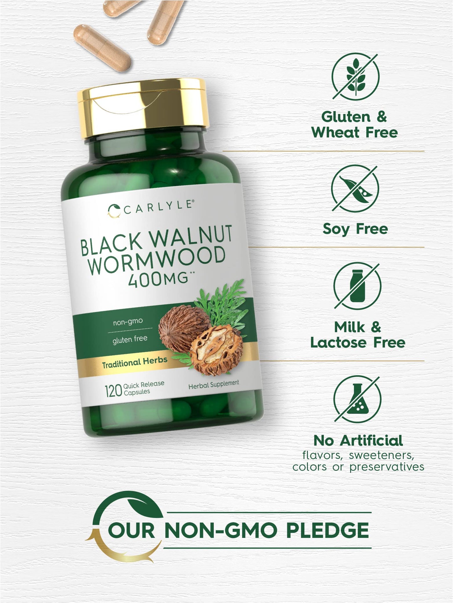 Carlyle Wormwood Black Walnut Capsules 120 Count