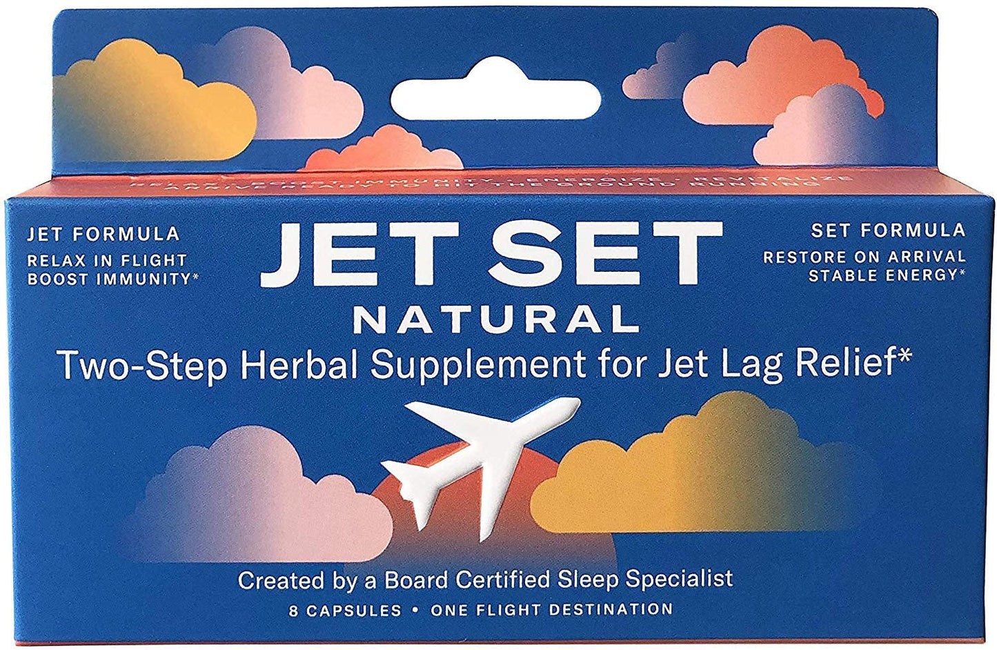 Jet Set Natural Jet Lag Remedy for Travel Capsules 8 Count