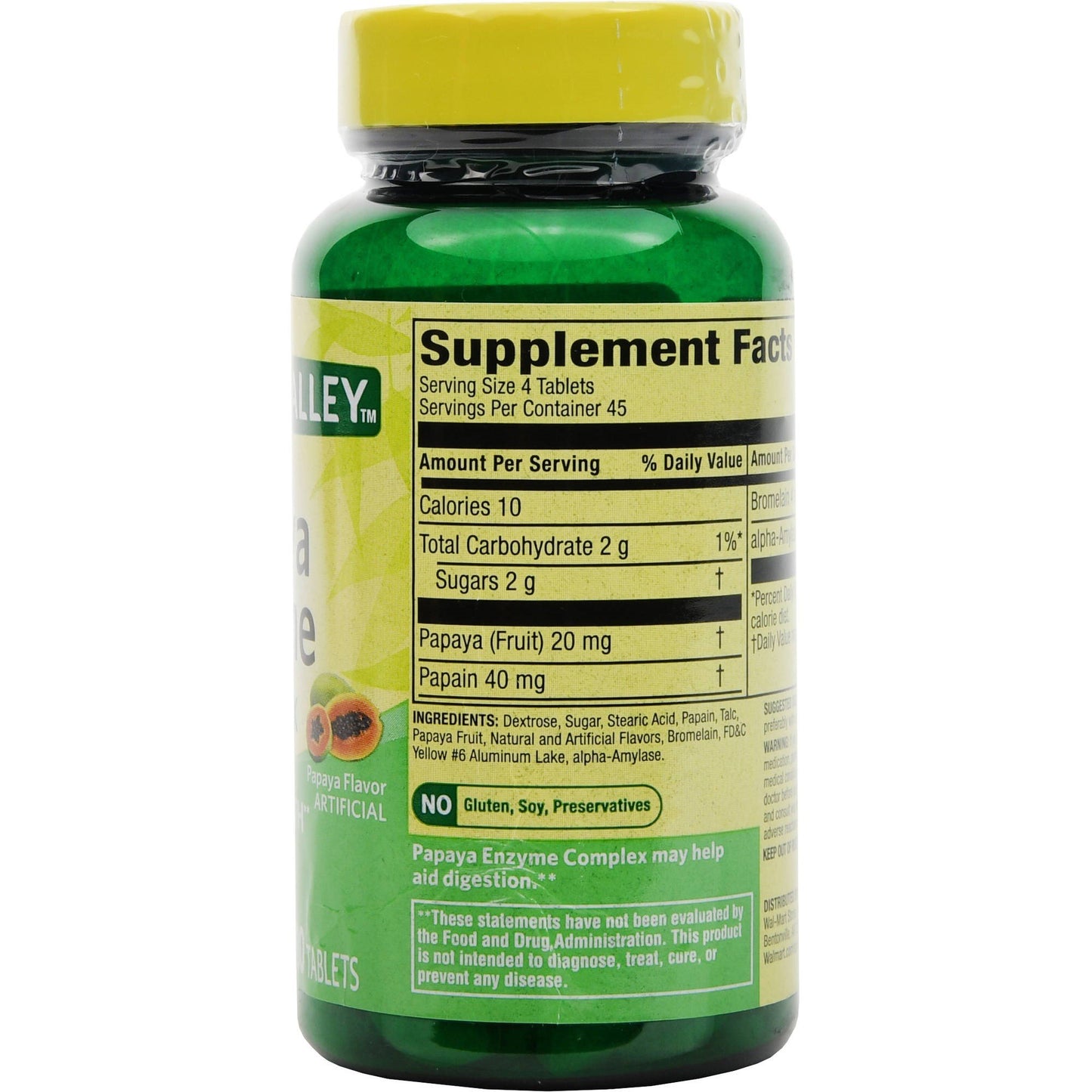 Spring Valley Papaya Enzyme Tablets, 180 Count