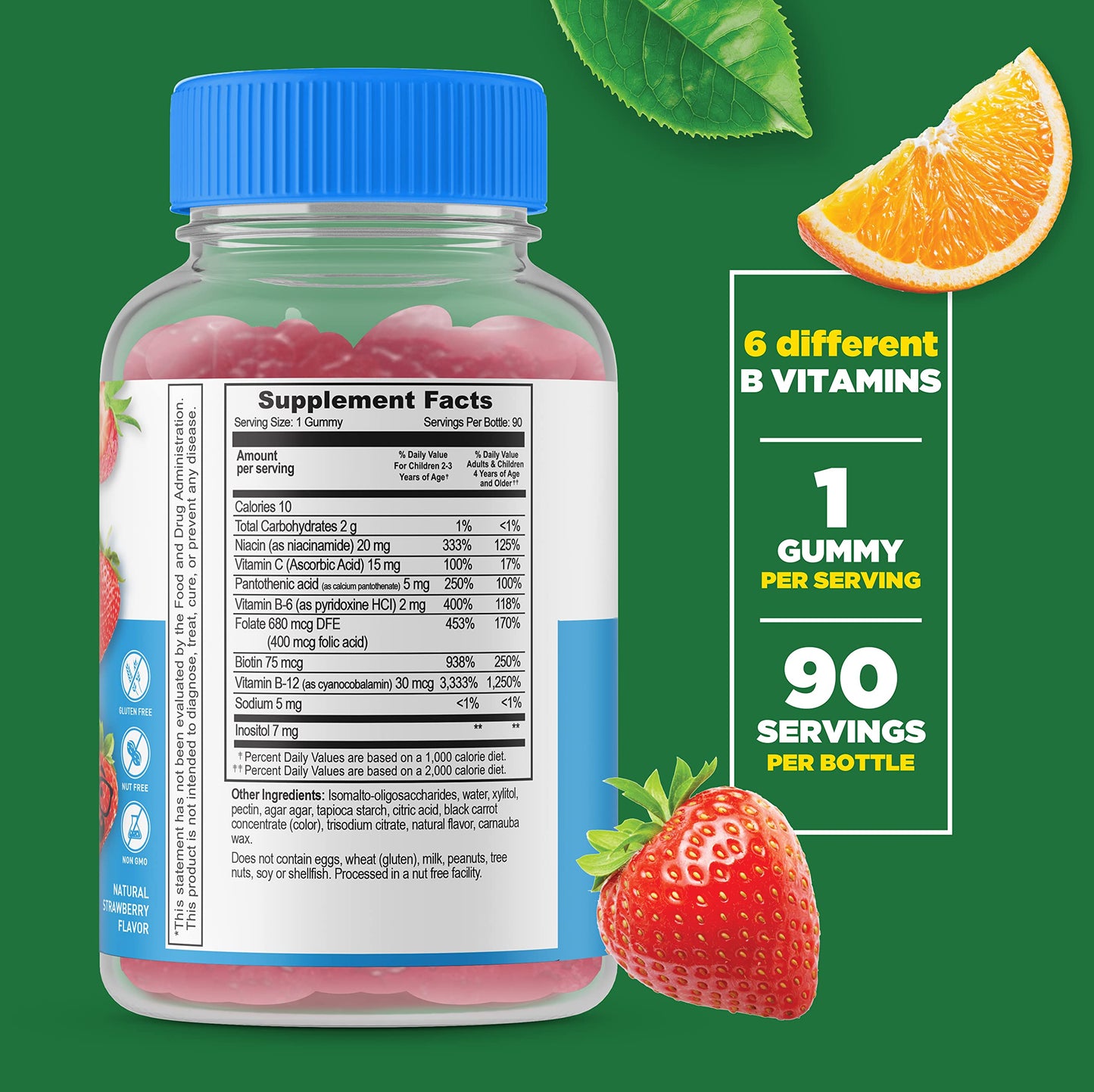 Lifeable Vitamin B12 + B Complex Gummies for Kids, Sugar Free, Gluten Free, GMO Free, 180 Gummies