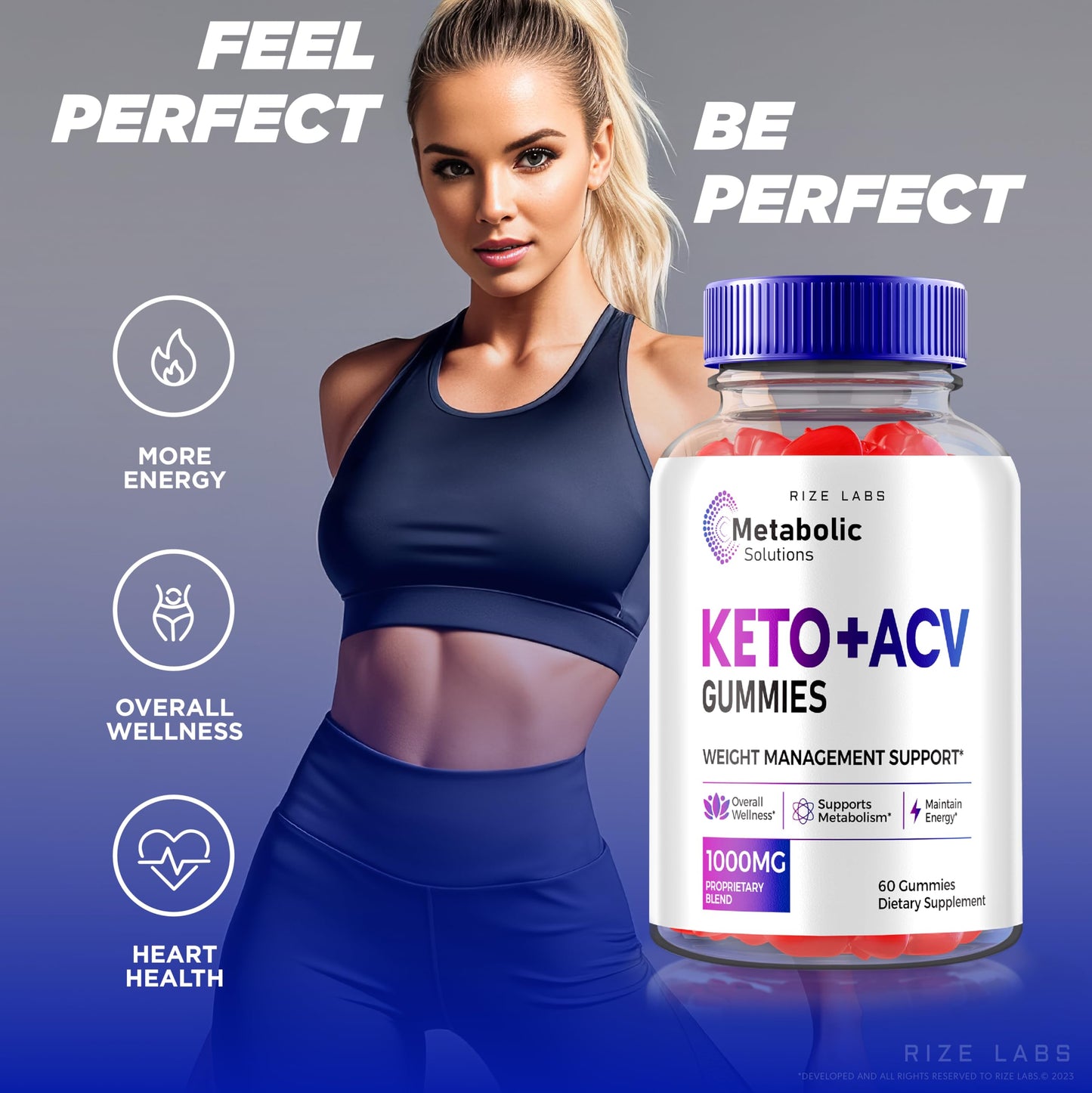 rize labs Metabolic Solutions Keto + ACV Gummies for Advanced Weight Loss, Formula Supplement Gummies 120 Gummies