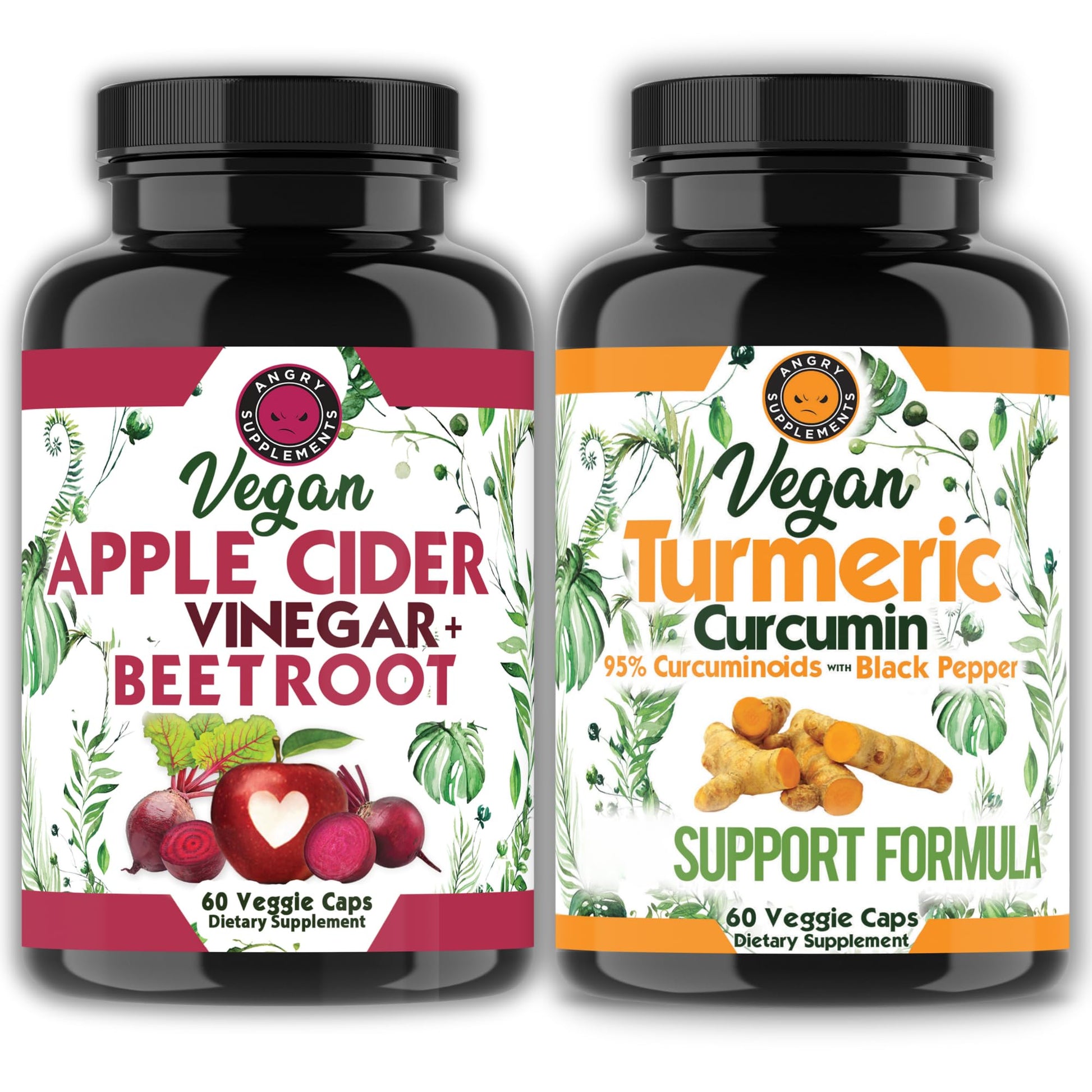 Angry Supplements Vegan Apple Cider Vinegar + Beet Root & Turmeric Curcumin Capsules, 120 Capsules
