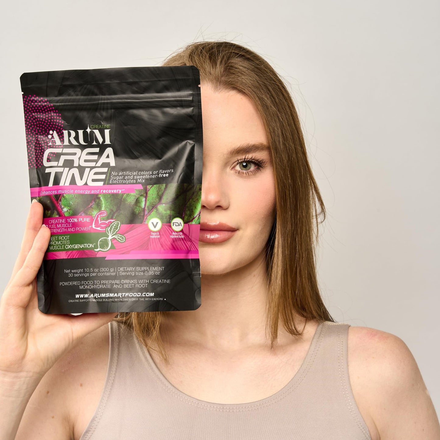 ARUM Creatine with Beetroot & Electrolytes Micronized Creatine Monohydrate Powder, 10.5 oz